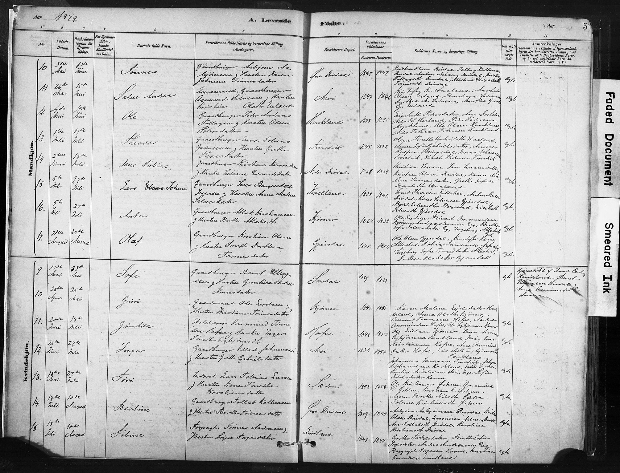 Lund sokneprestkontor, AV/SAST-A-101809/S06/L0011: Parish register (official) no. A 10, 1877-1904, p. 5