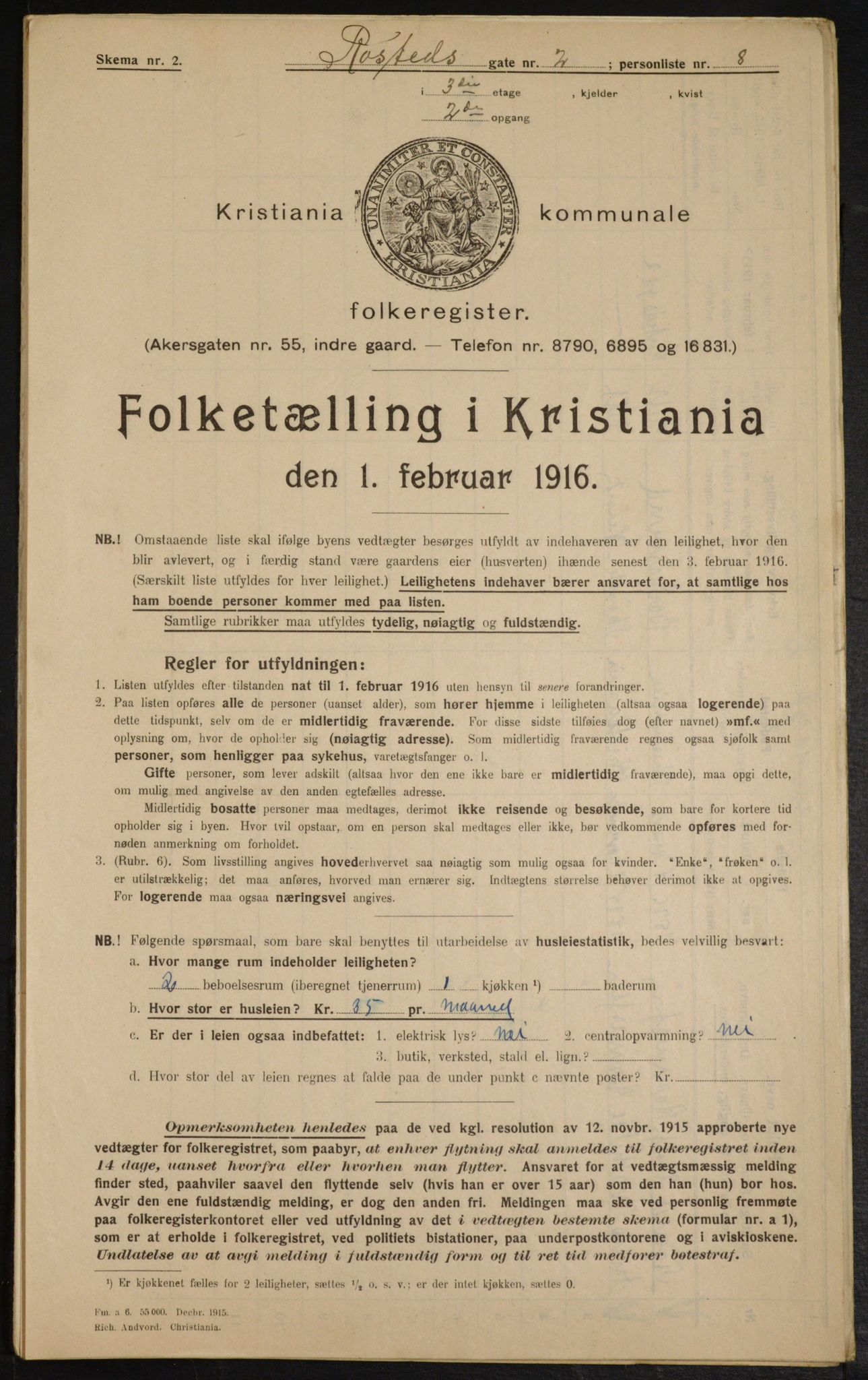 OBA, Municipal Census 1916 for Kristiania, 1916, p. 86358