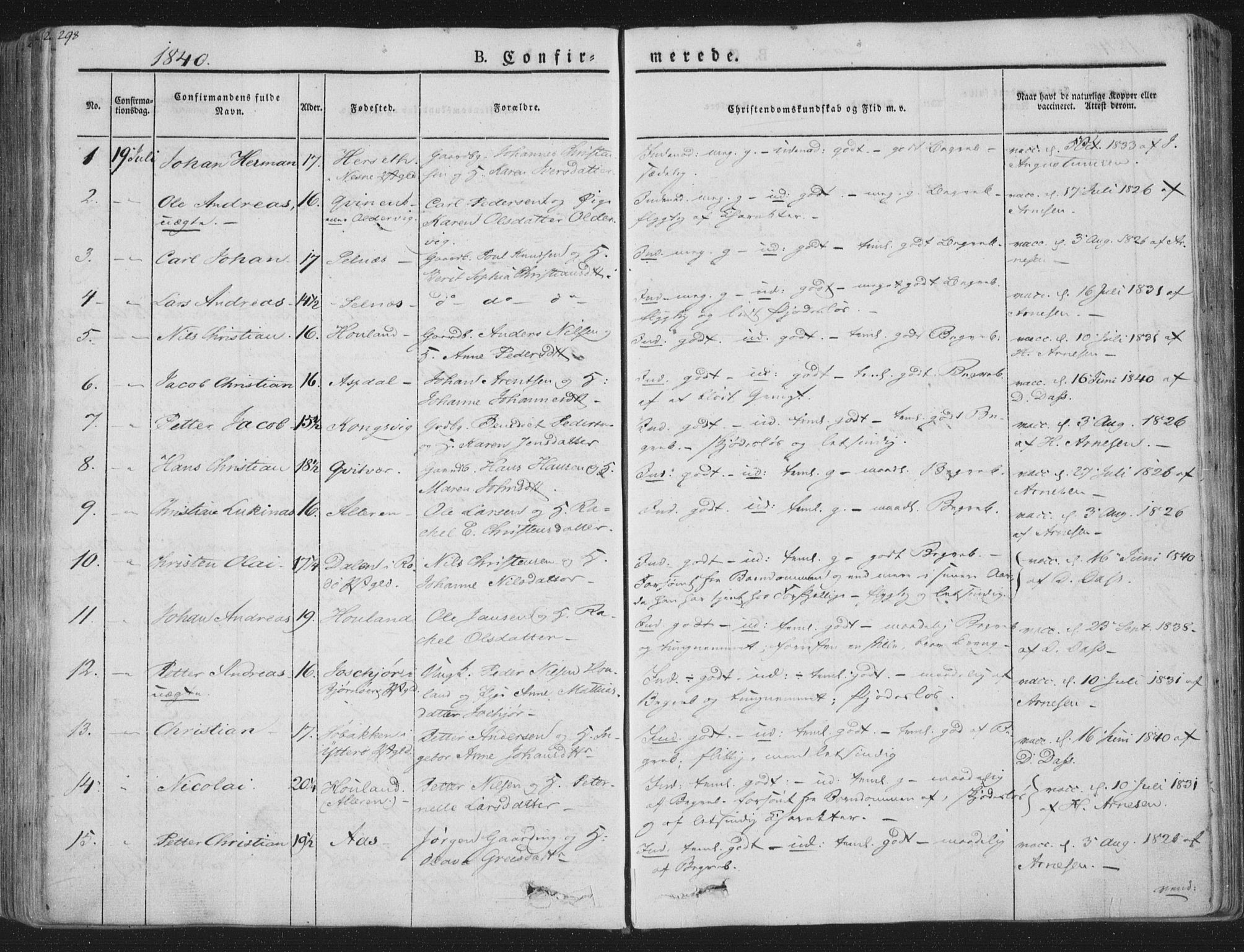 Ministerialprotokoller, klokkerbøker og fødselsregistre - Nordland, SAT/A-1459/839/L0565: Parish register (official) no. 839A02, 1825-1862, p. 298