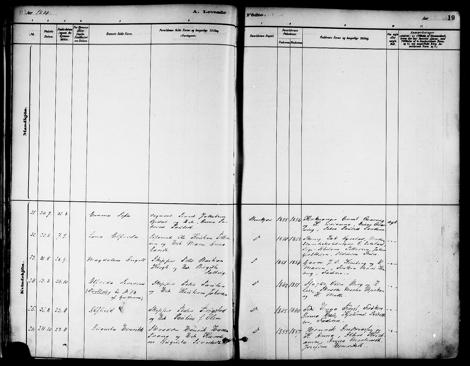 Ministerialprotokoller, klokkerbøker og fødselsregistre - Nord-Trøndelag, SAT/A-1458/739/L0371: Parish register (official) no. 739A03, 1881-1895, p. 19