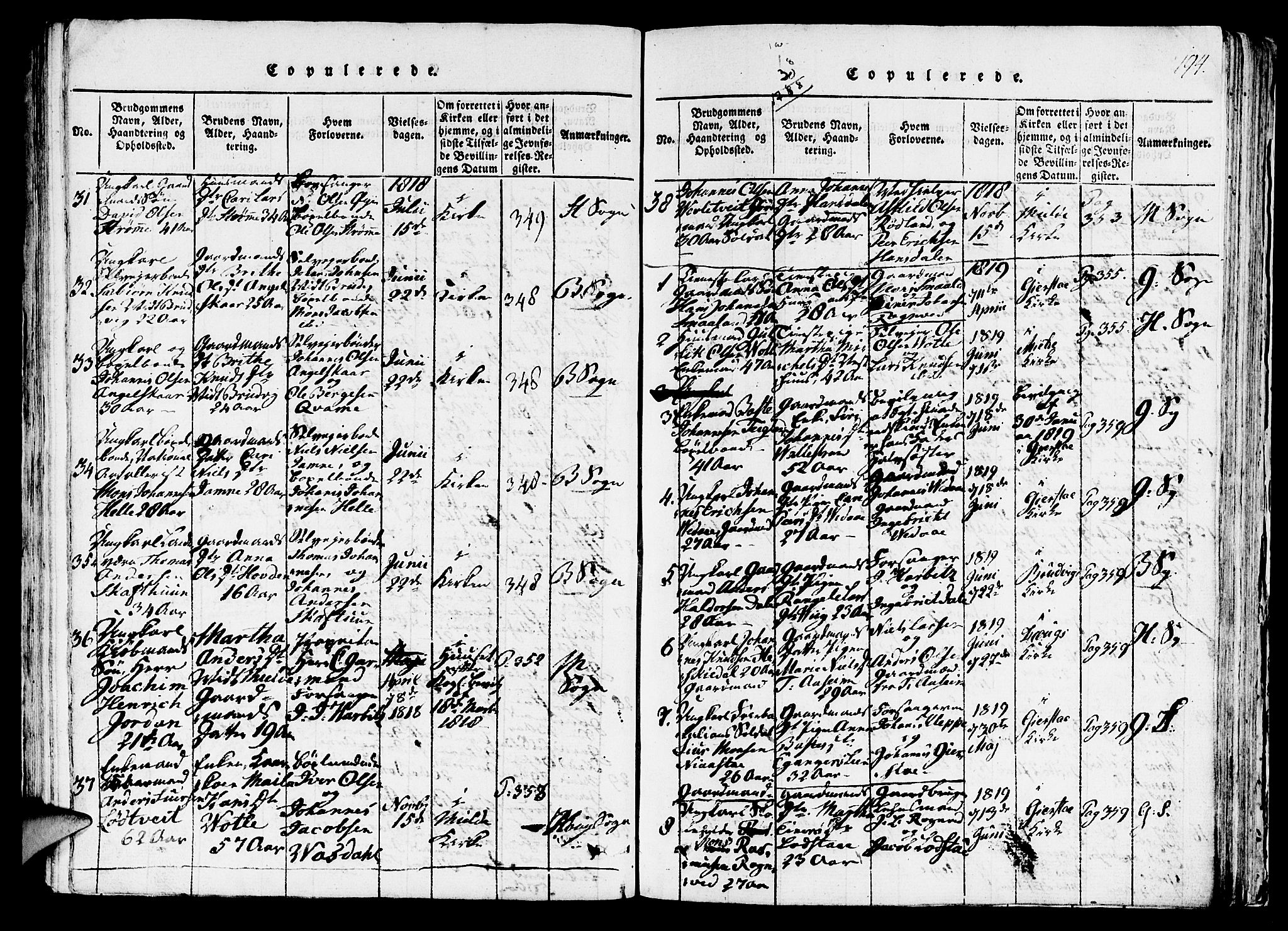 Haus sokneprestembete, SAB/A-75601/H/Haa: Parish register (official) no. A 12, 1816-1821, p. 194