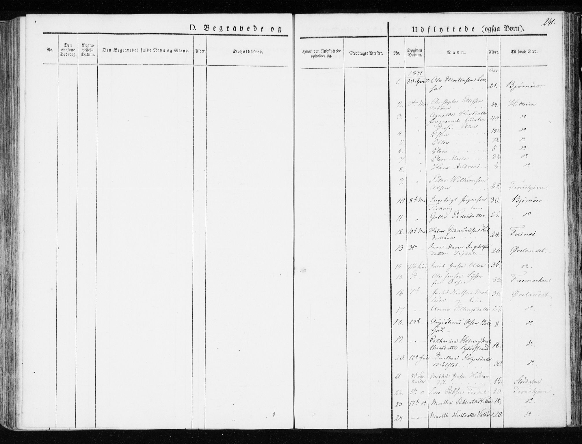 Ministerialprotokoller, klokkerbøker og fødselsregistre - Sør-Trøndelag, SAT/A-1456/655/L0676: Parish register (official) no. 655A05, 1830-1847, p. 241