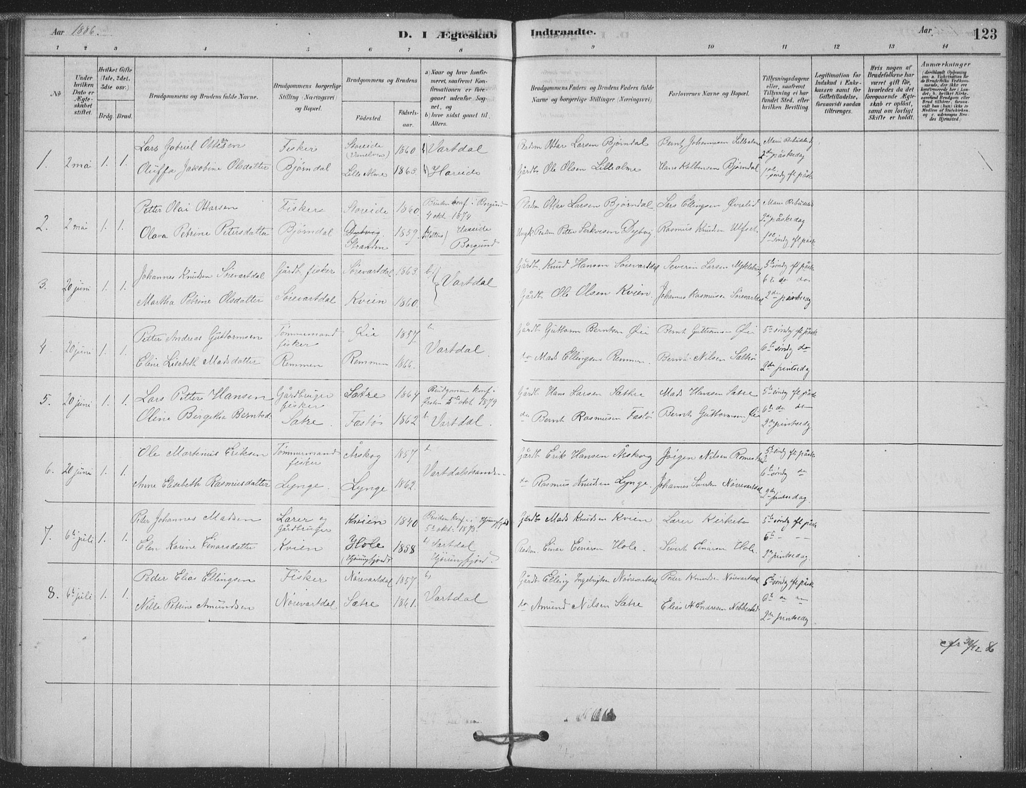 Ministerialprotokoller, klokkerbøker og fødselsregistre - Møre og Romsdal, SAT/A-1454/514/L0199: Parish register (official) no. 514A01, 1878-1912, p. 123