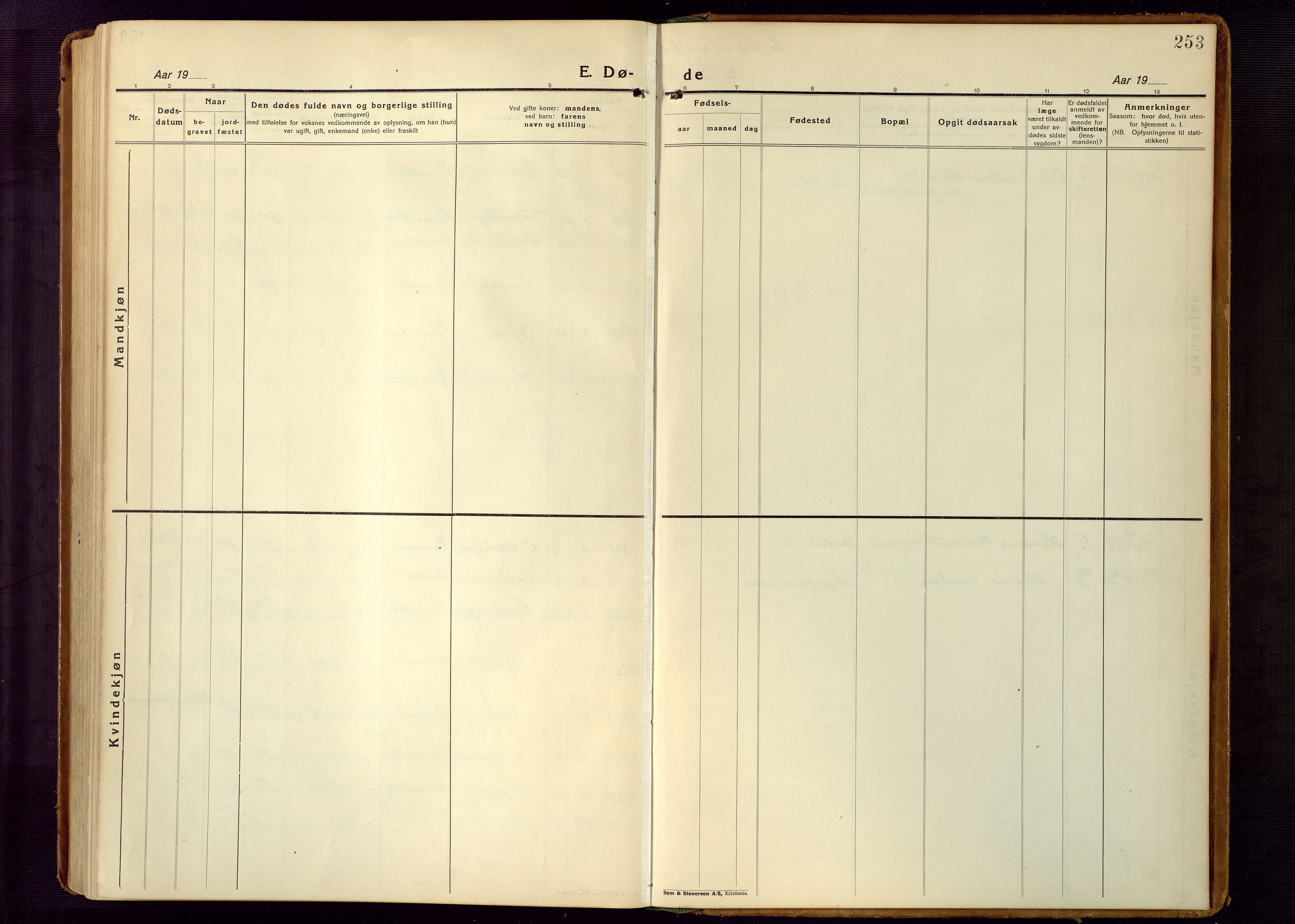 Grimstad sokneprestkontor, AV/SAK-1111-0017/F/Fb/L0002: Parish register (copy) no. B 2, 1923-1949, p. 253