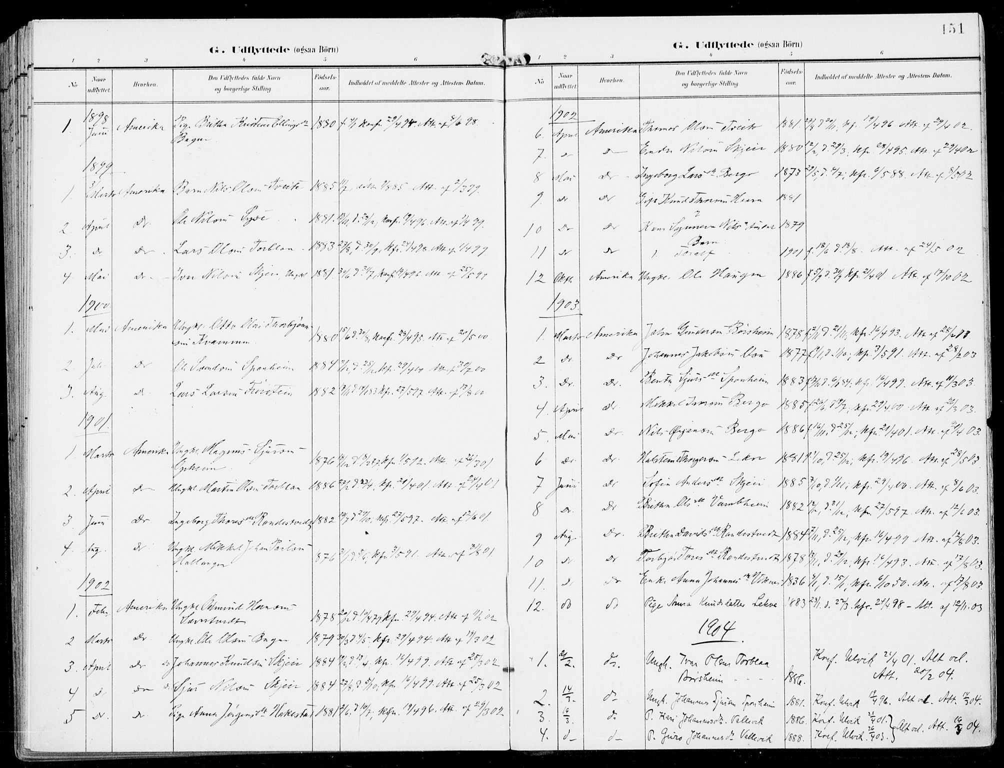 Ulvik sokneprestembete, SAB/A-78801/H/Haa: Parish register (official) no. B  2, 1898-1924, p. 151