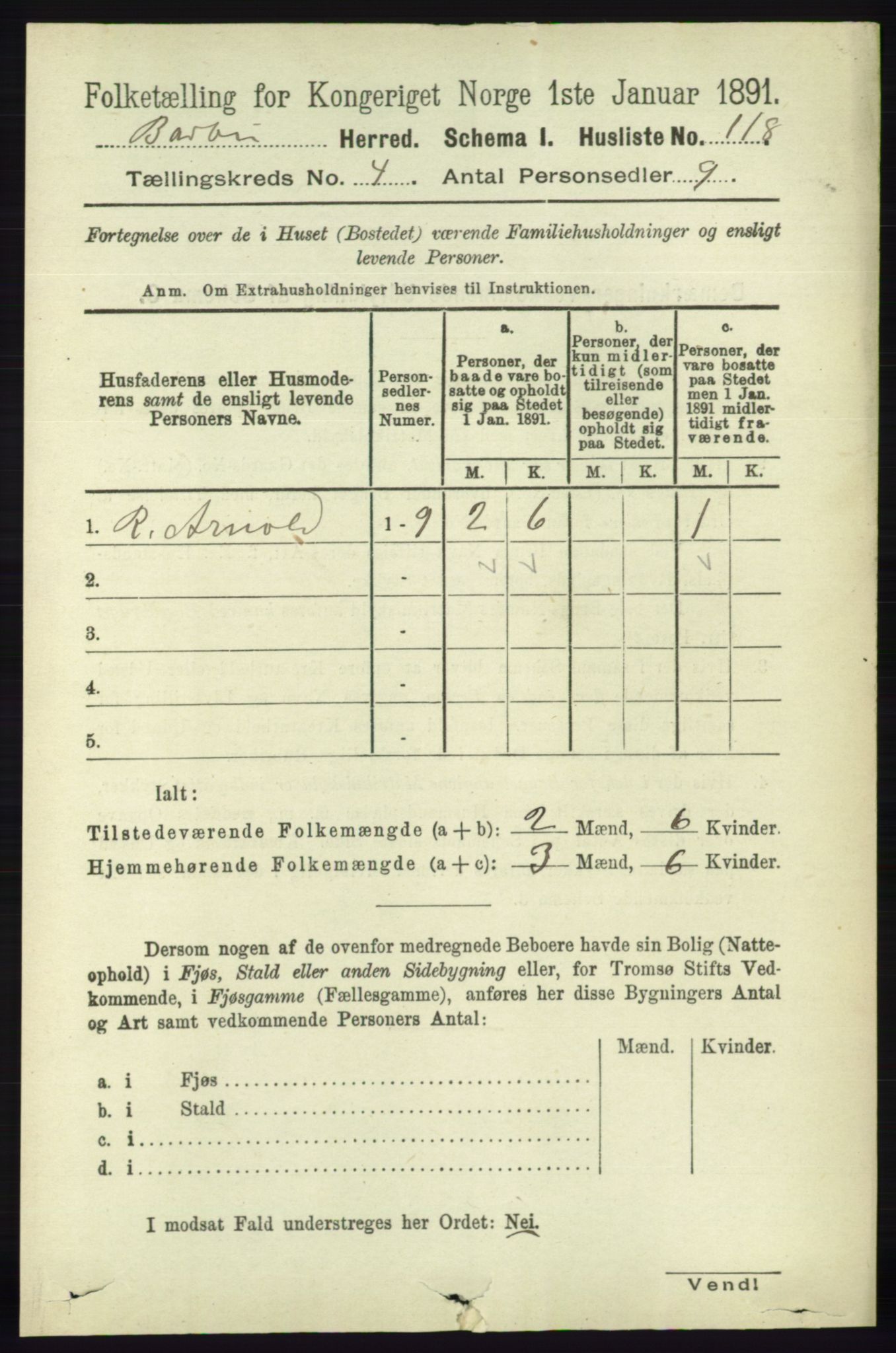 RA, 1891 census for 0990 Barbu, 1891, p. 2437