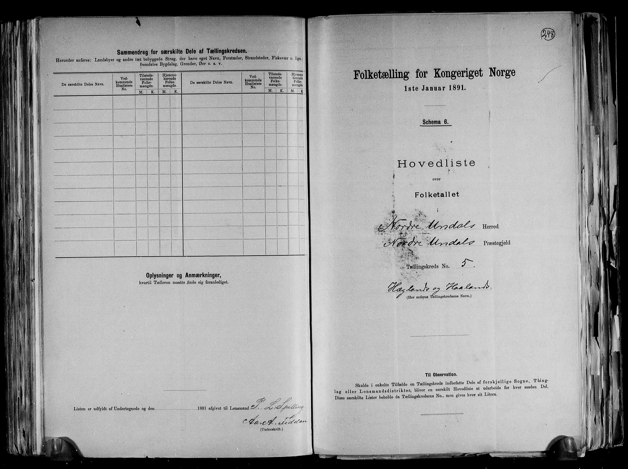 RA, 1891 census for 1028 Nord-Audnedal, 1891, p. 13