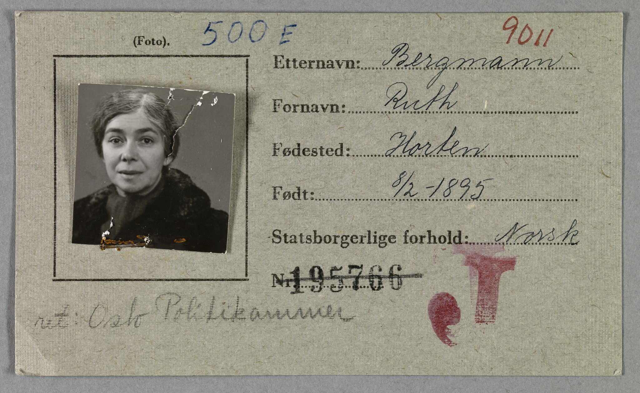 Sosialdepartementet, Våre Falne, RA/S-1708/E/Ee/L0021A: Fotografier av jøder på legitimasjonskort (1941-42), 1941-1942, p. 33