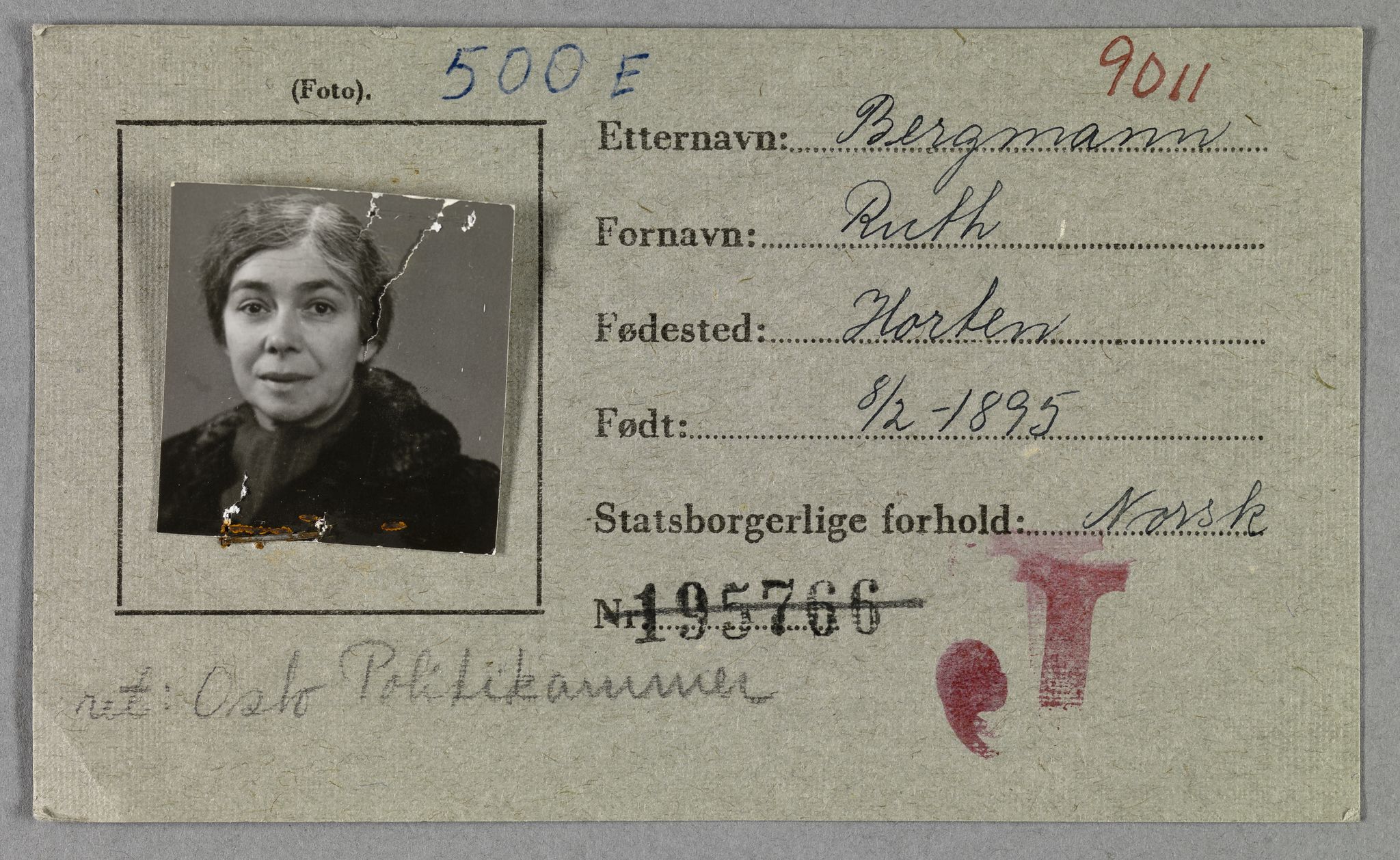 Sosialdepartementet, Våre Falne, AV/RA-S-1708/E/Ee/L0021A: Fotografier av jøder på legitimasjonskort (1941-42), 1941-1942, p. 33