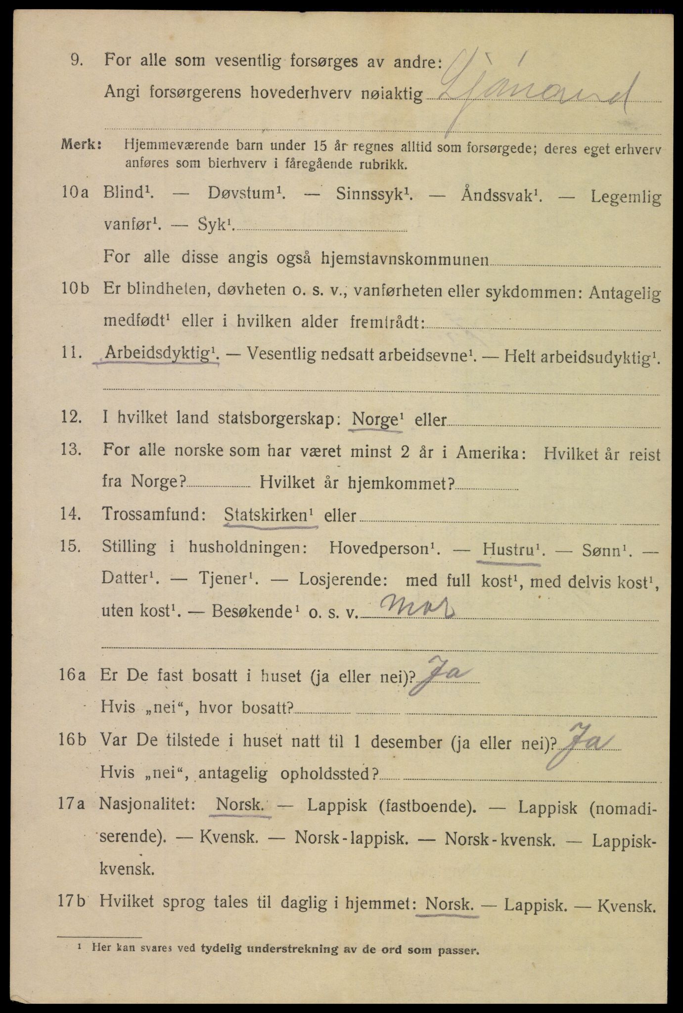 SAT, 1920 census for Bodø, 1920, p. 12816
