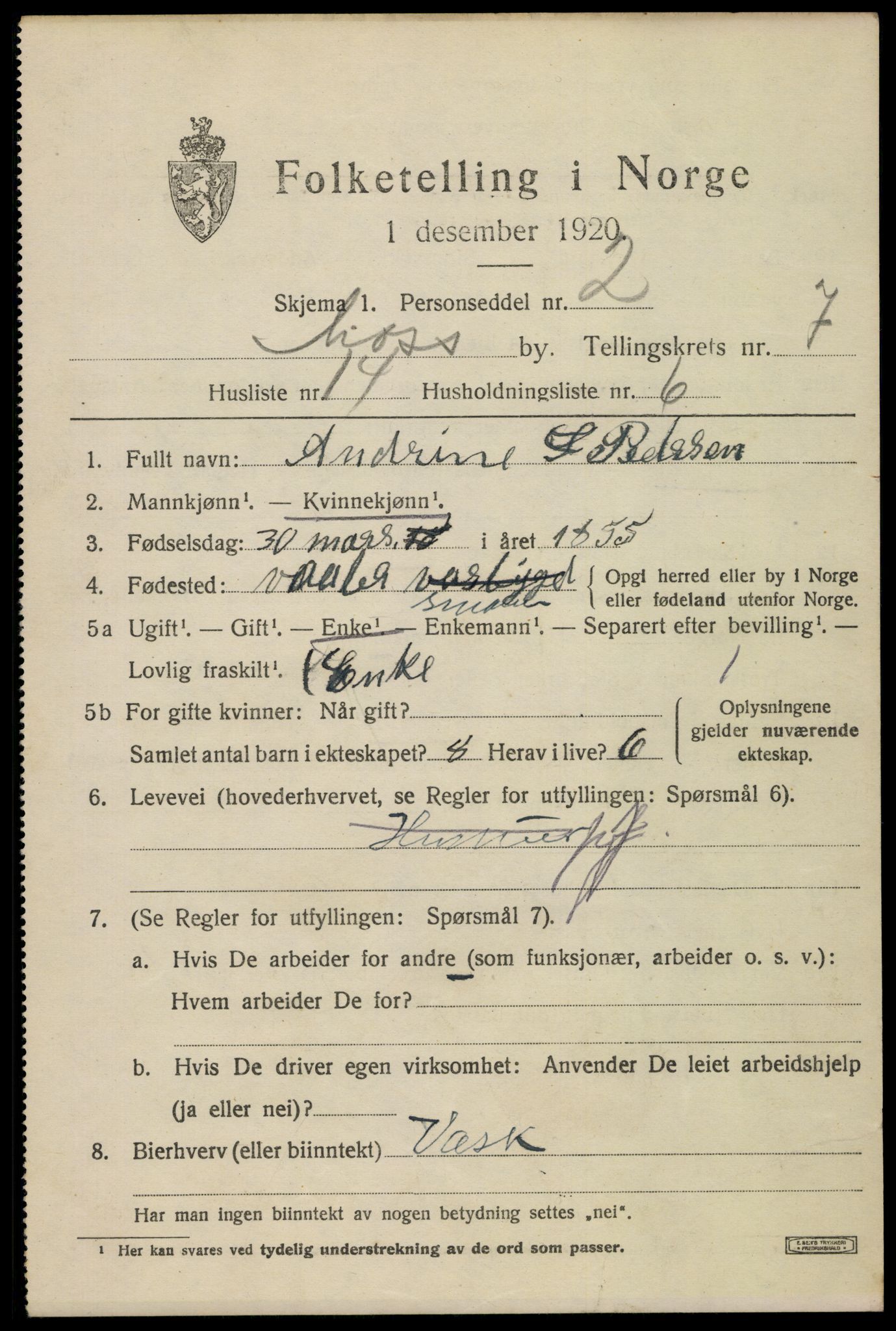 SAO, 1920 census for Moss, 1920, p. 19821