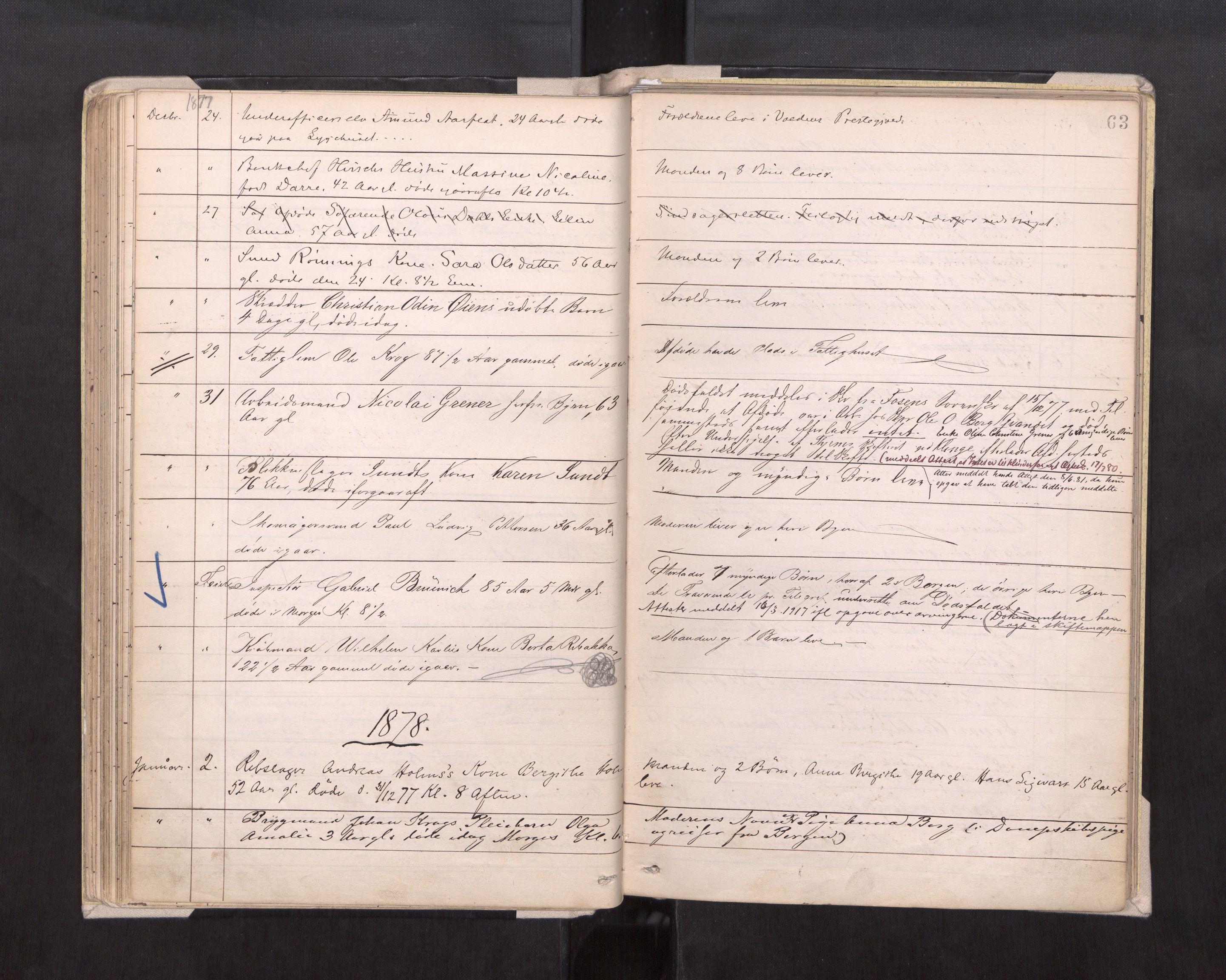 Trondheim byfogd, AV/SAT-A-0003/1/3/3L/L0002: Dødsanmeldelsesprotokoll, 1875-1879, p. 63