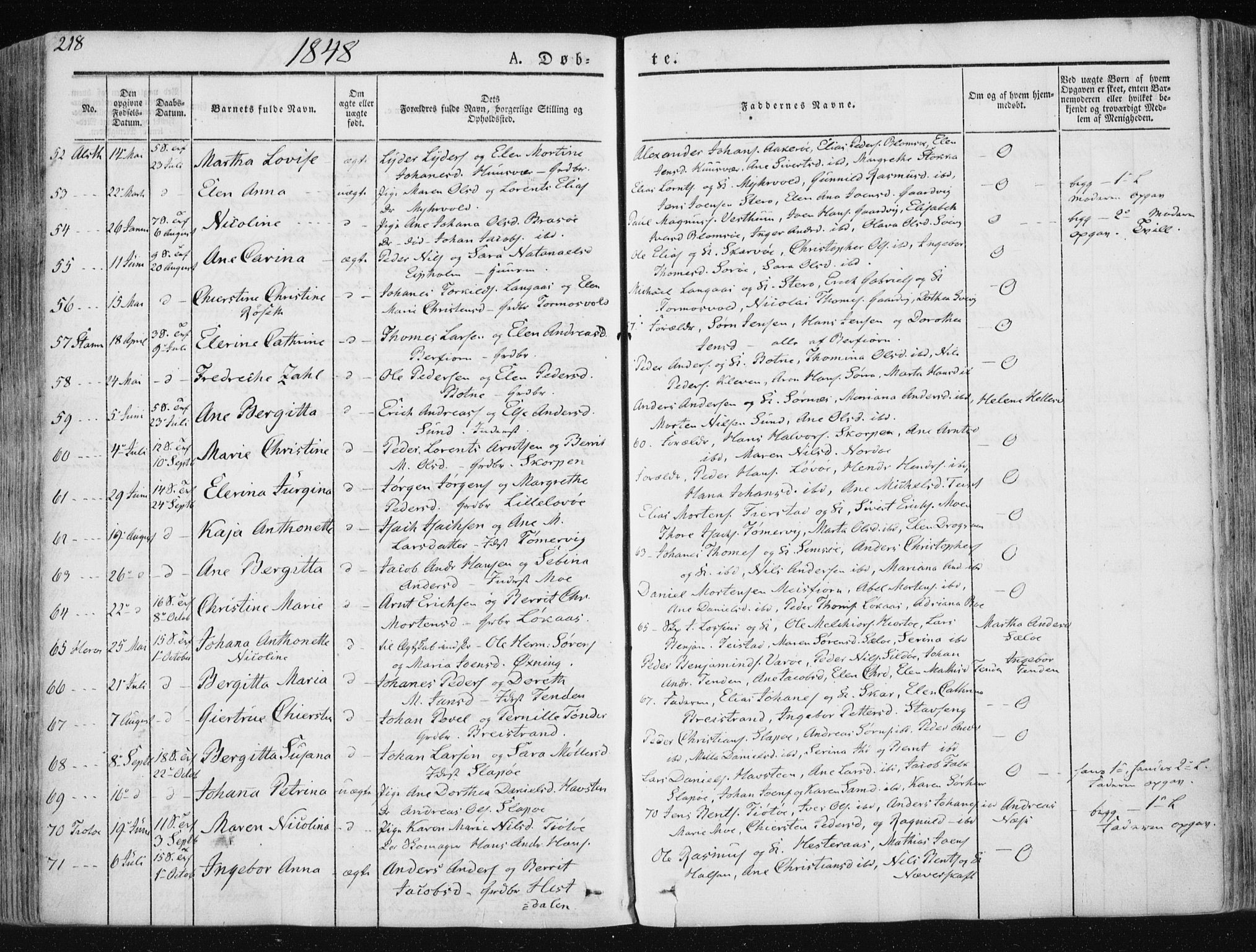 Ministerialprotokoller, klokkerbøker og fødselsregistre - Nordland, SAT/A-1459/830/L0446: Parish register (official) no. 830A10, 1831-1865, p. 218