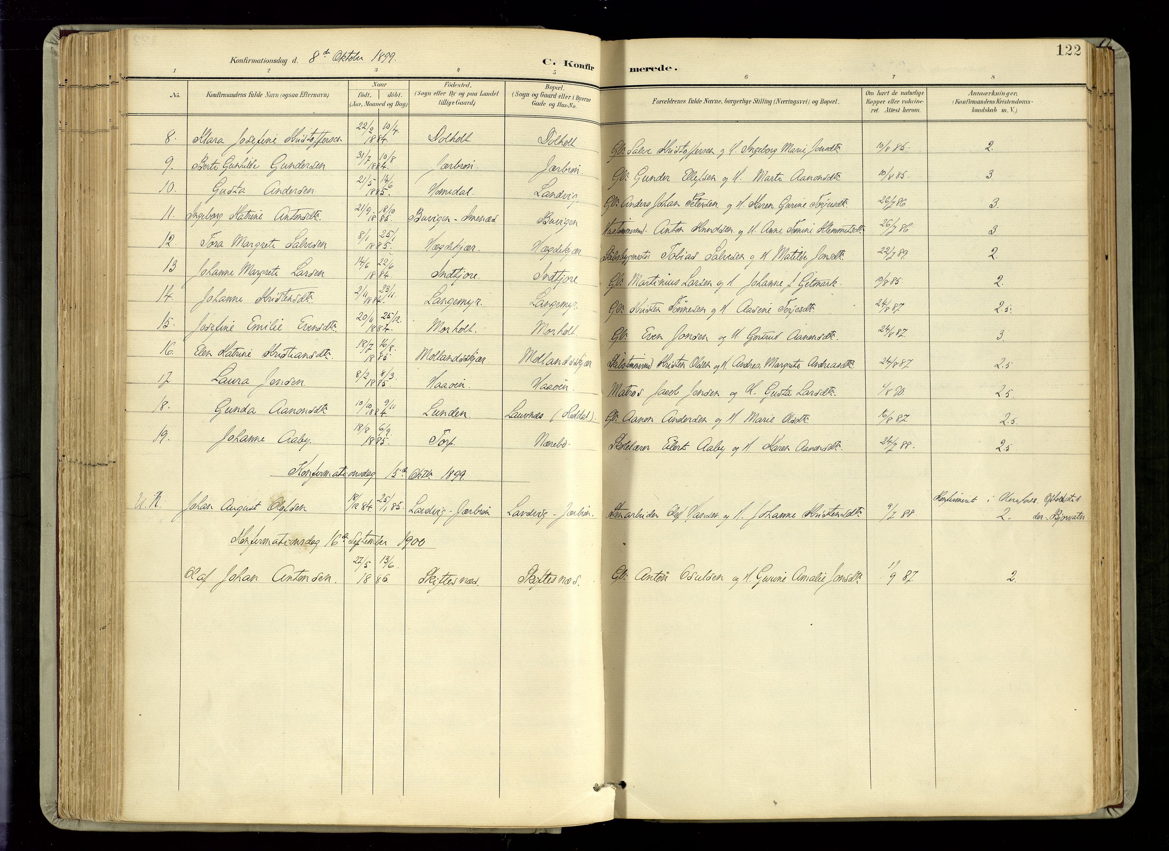 Hommedal sokneprestkontor, AV/SAK-1111-0023/F/Fa/Fab/L0007: Parish register (official) no. A 7, 1898-1924, p. 122