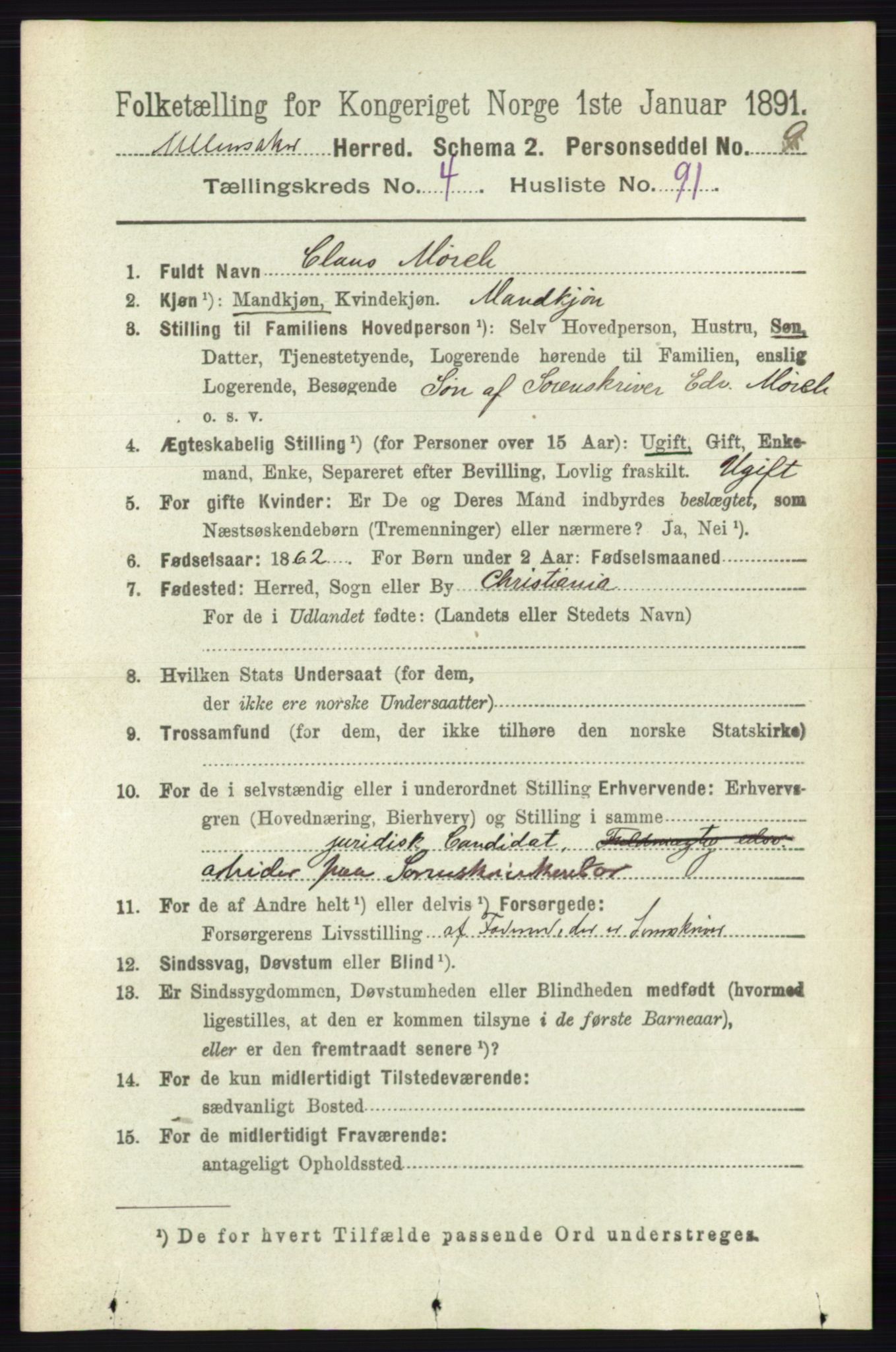 RA, 1891 census for 0235 Ullensaker, 1891, p. 2013