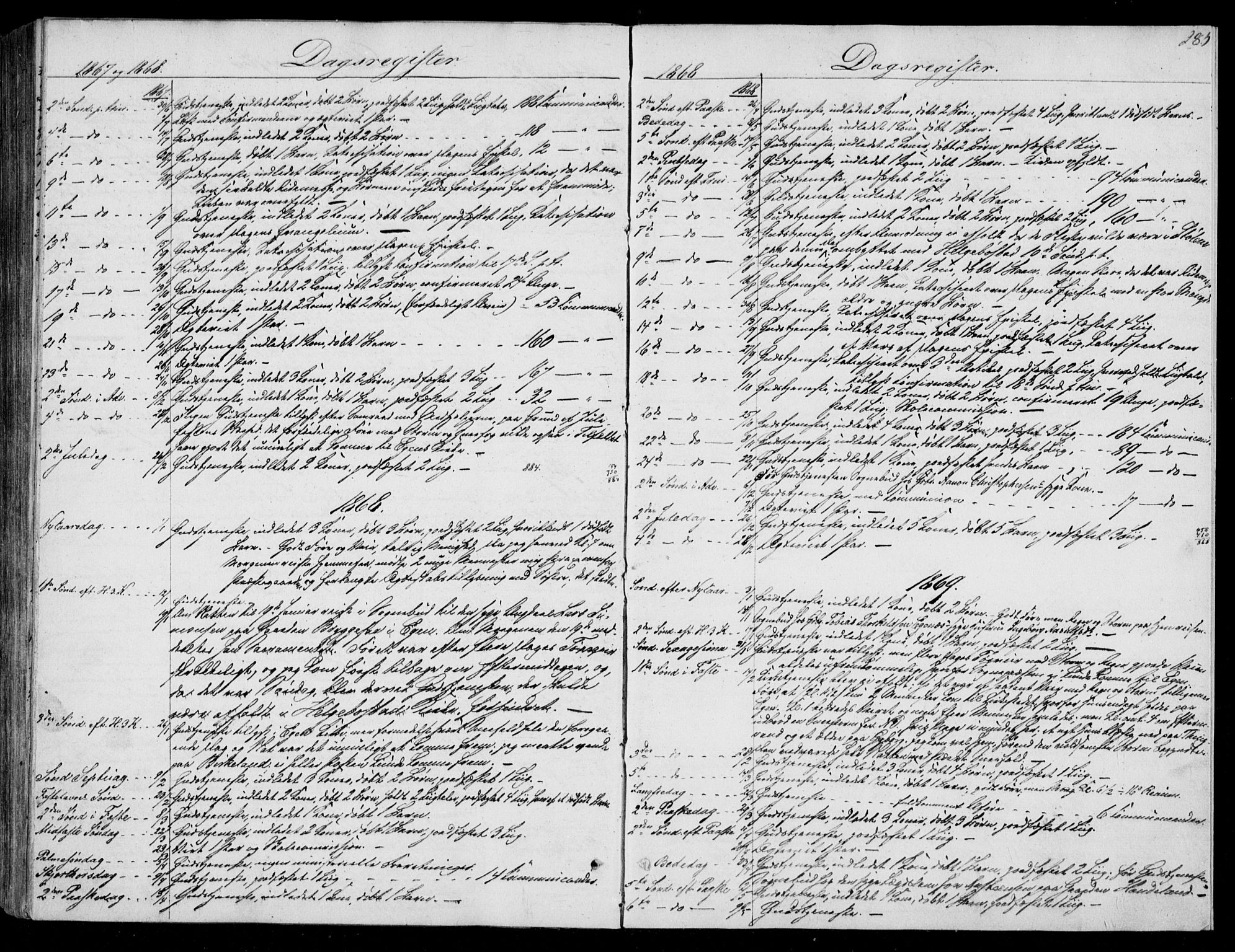 Hægebostad sokneprestkontor, SAK/1111-0024/F/Fa/Fab/L0002: Parish register (official) no. A 2, 1836-1872, p. 285