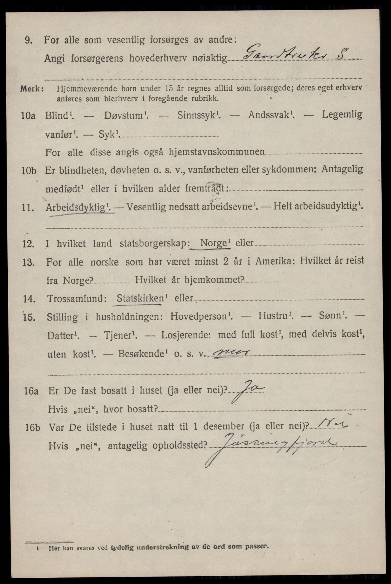 SAST, 1920 census for Sokndal, 1920, p. 2846