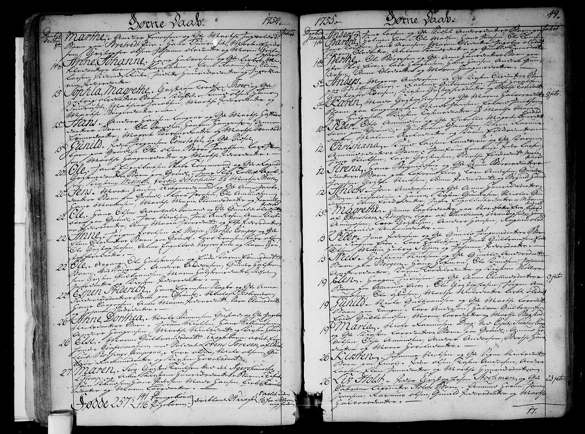 Aker prestekontor kirkebøker, SAO/A-10861/F/L0008: Parish register (official) no. 8, 1749-1765, p. 49