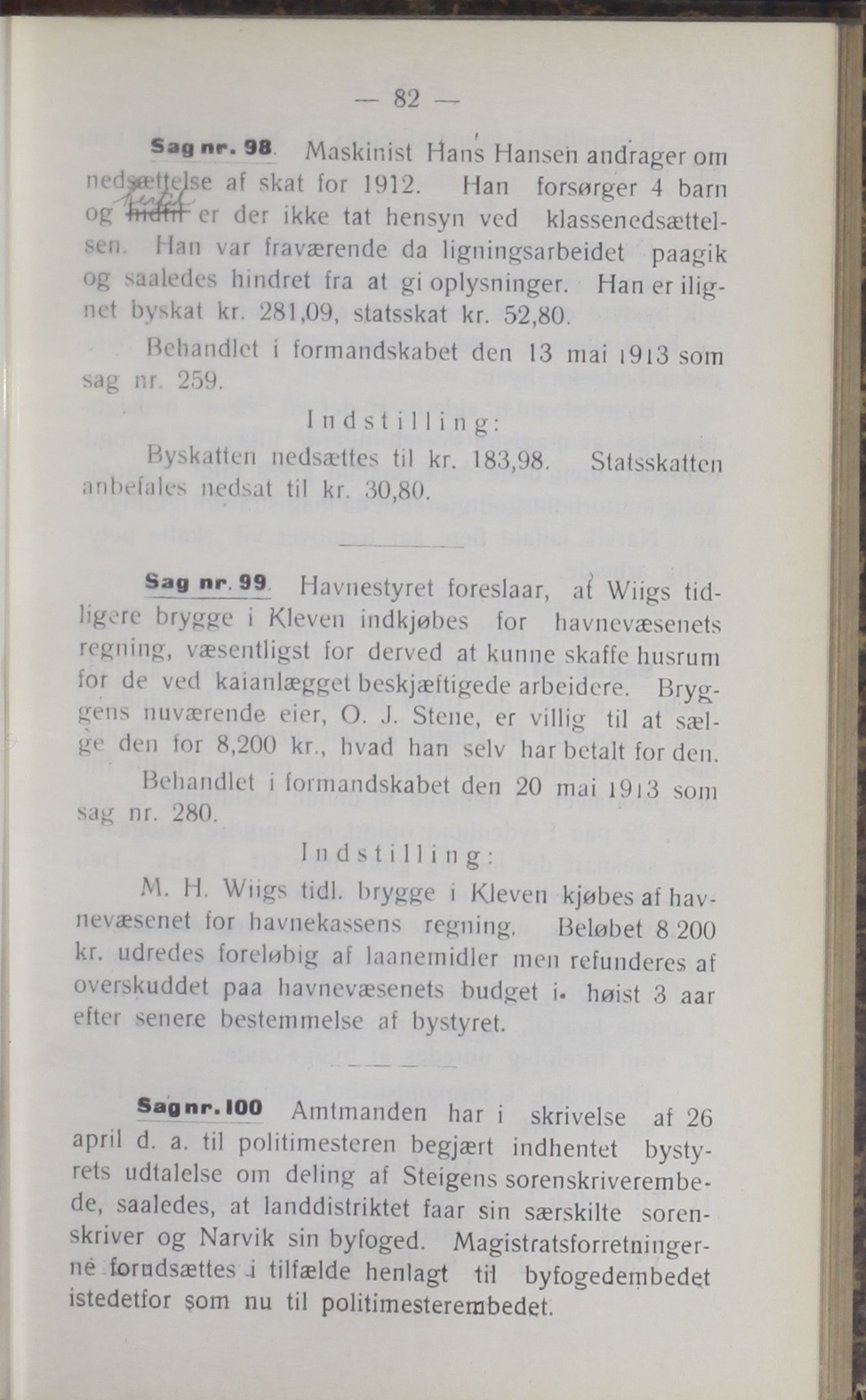 Narvik kommune. Formannskap , AIN/K-18050.150/A/Ab/L0003: Møtebok, 1913