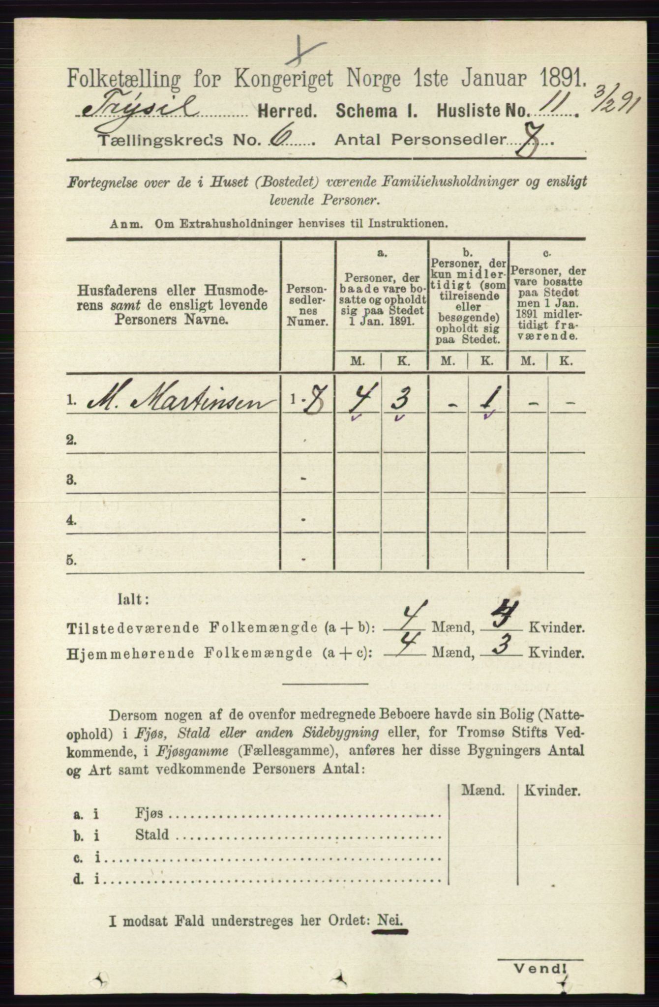 RA, 1891 census for 0428 Trysil, 1891, p. 2746