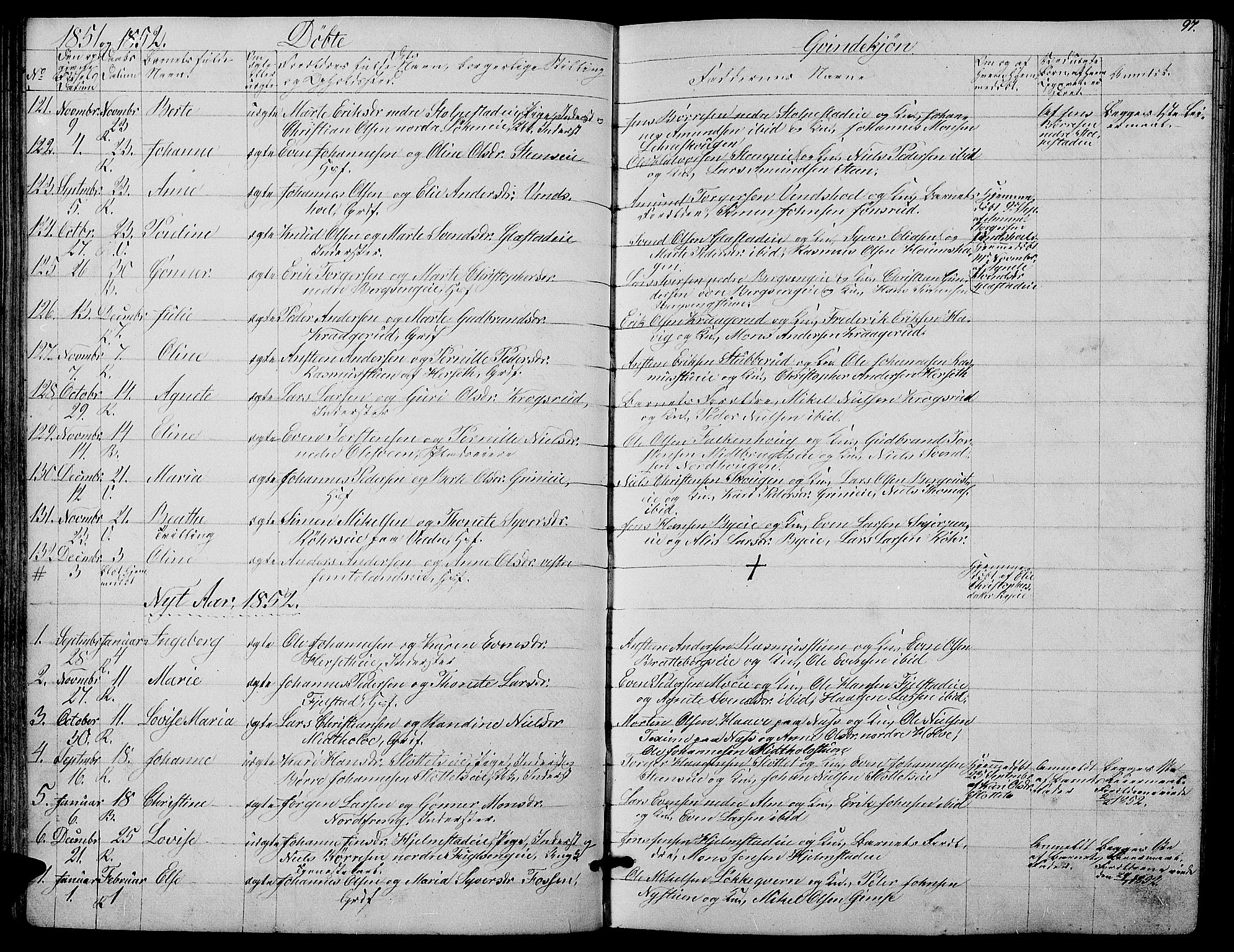 Ringsaker prestekontor, AV/SAH-PREST-014/L/La/L0006: Parish register (copy) no. 6, 1851-1860, p. 97