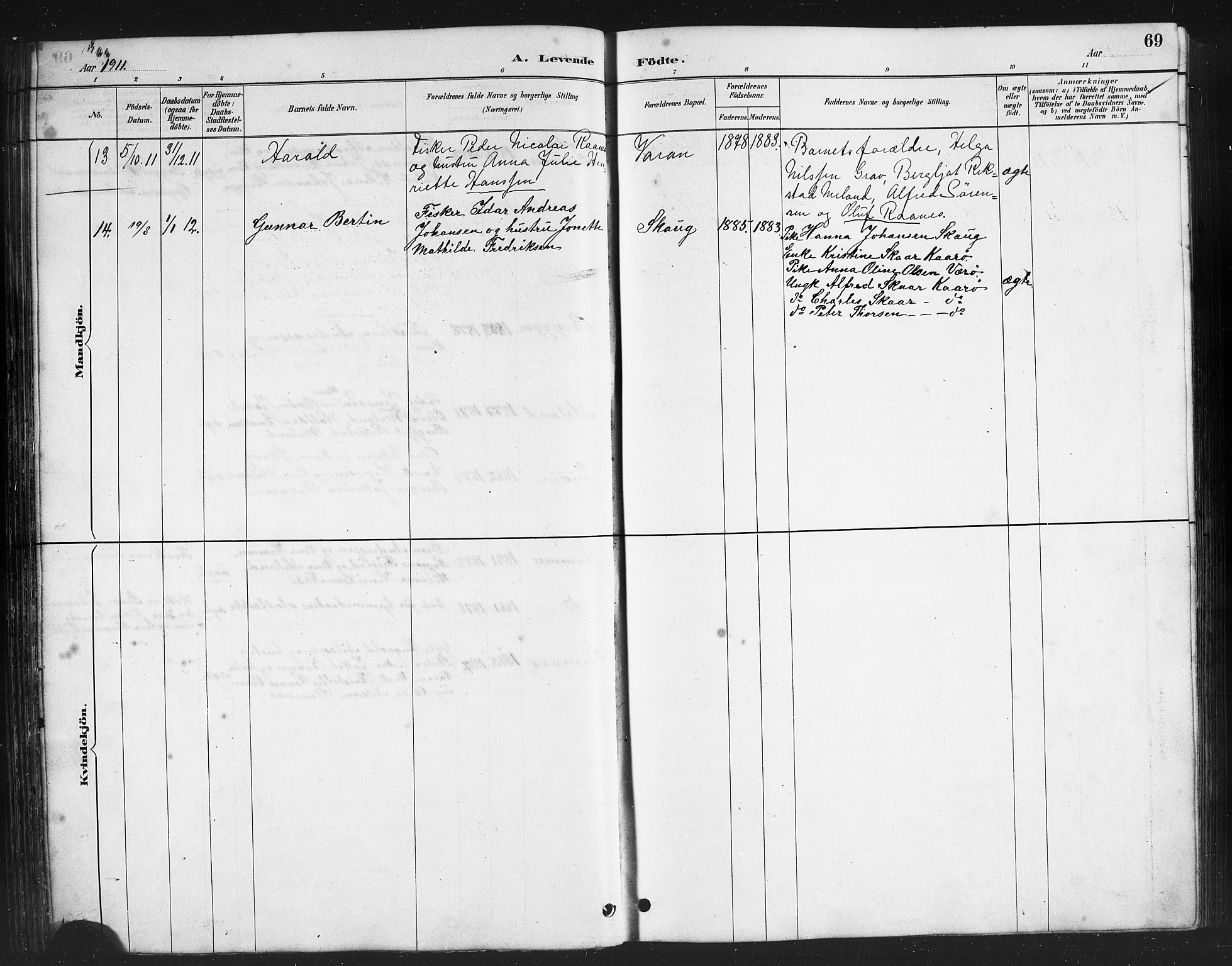 Ministerialprotokoller, klokkerbøker og fødselsregistre - Nordland, AV/SAT-A-1459/808/L0131: Parish register (copy) no. 808C02, 1879-1919, p. 69