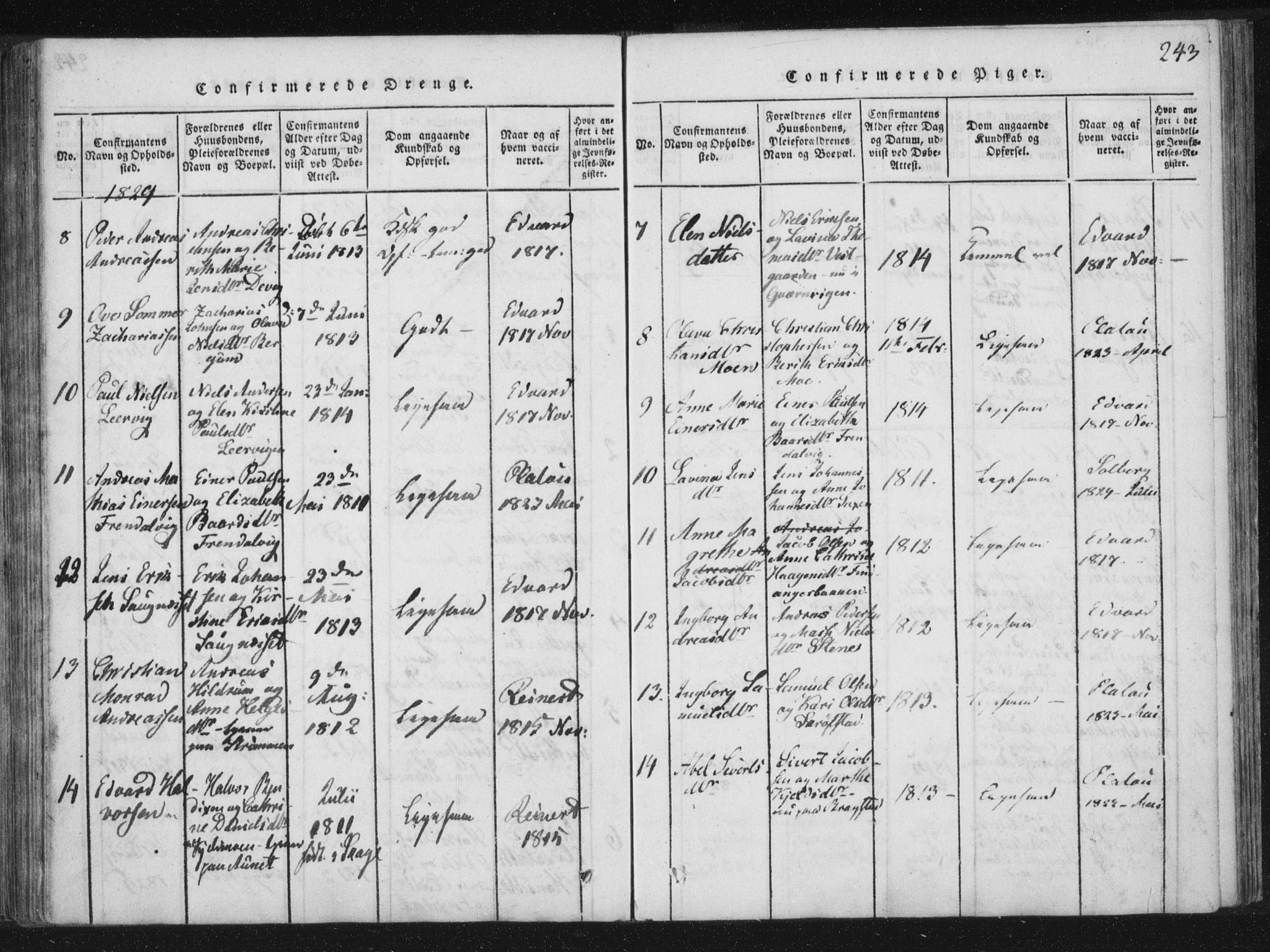 Ministerialprotokoller, klokkerbøker og fødselsregistre - Nord-Trøndelag, SAT/A-1458/773/L0609: Parish register (official) no. 773A03 /1, 1815-1830, p. 243