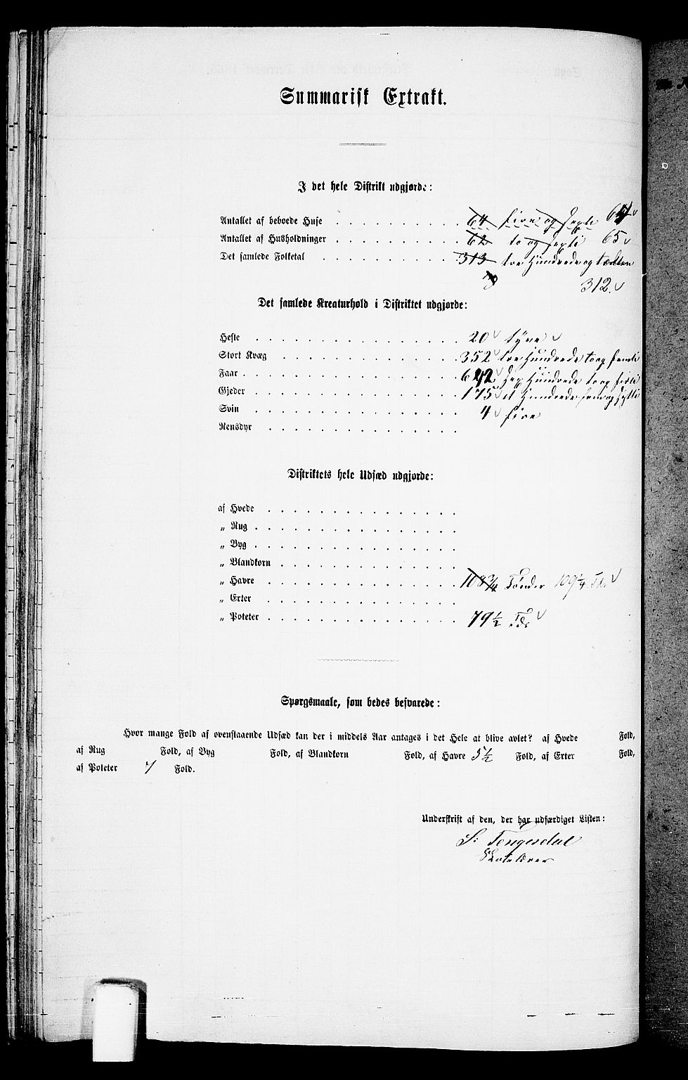 RA, 1865 census for Sand, 1865, p. 92