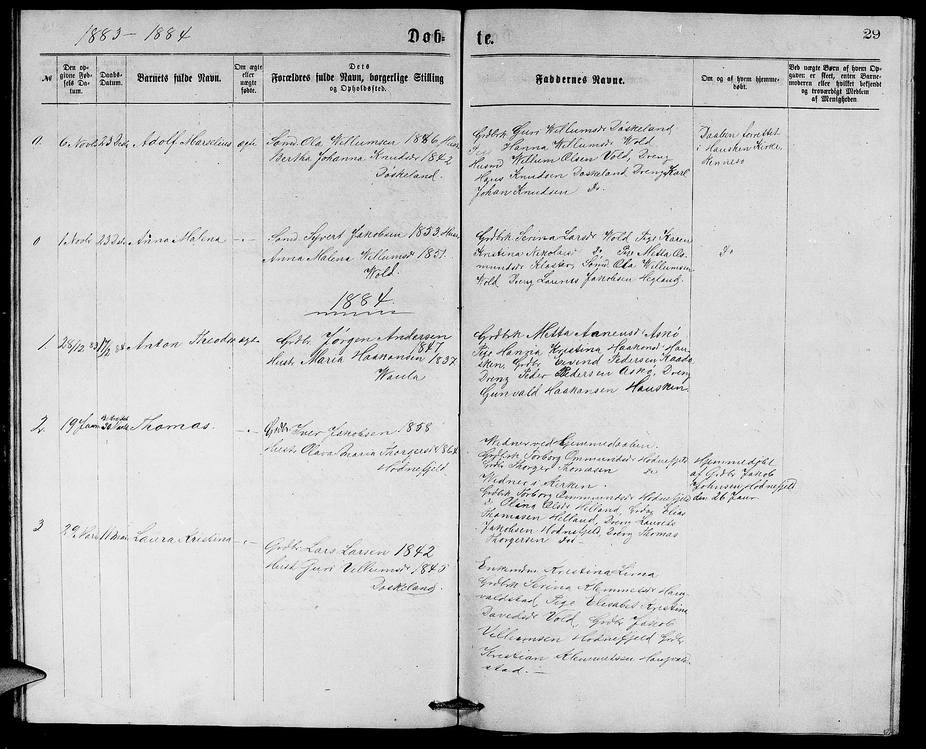 Rennesøy sokneprestkontor, SAST/A -101827/H/Ha/Hab/L0005: Parish register (copy) no. B 5, 1871-1890, p. 29