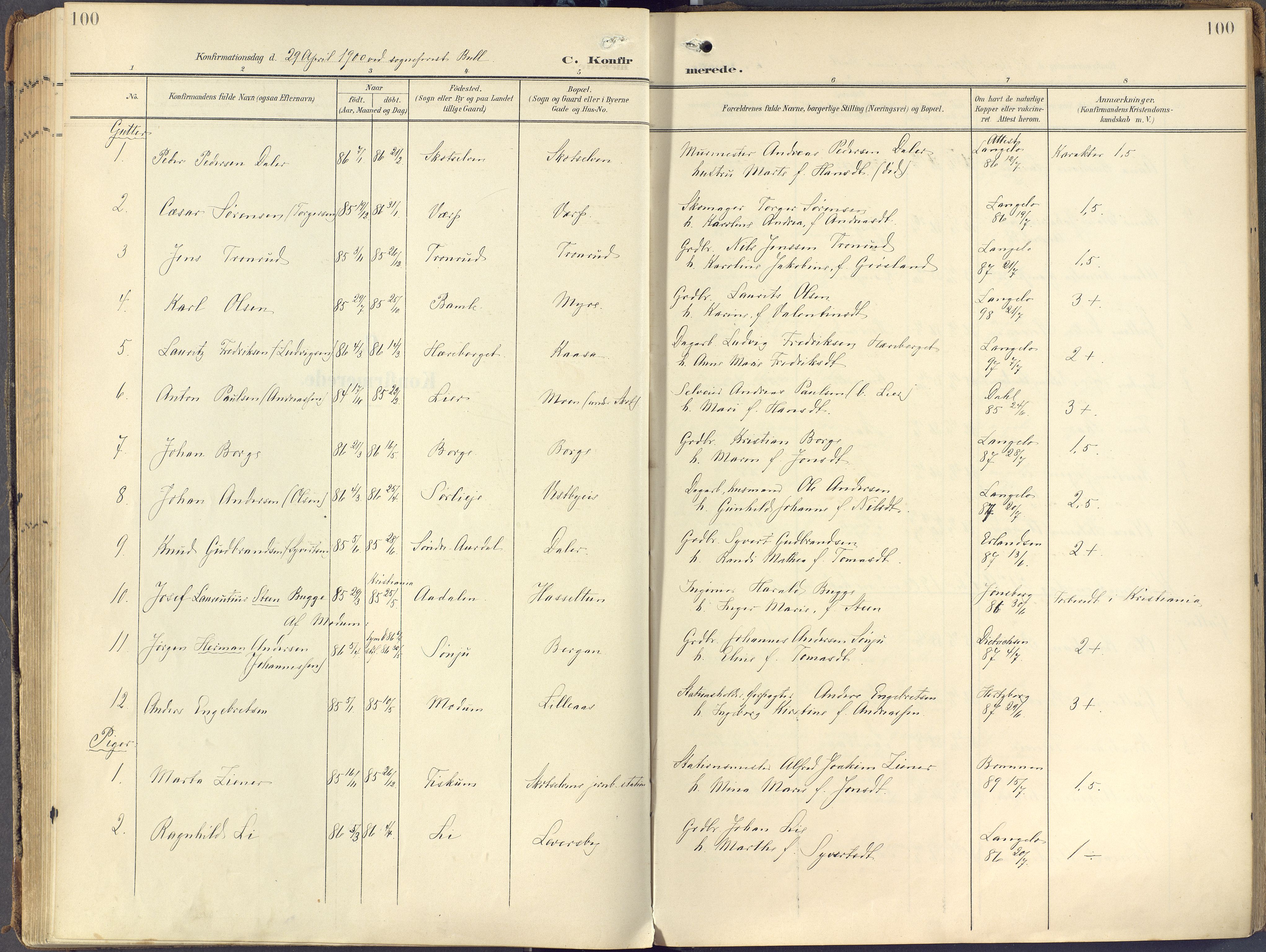 Eiker kirkebøker, SAKO/A-4/F/Fc/L0004: Parish register (official) no. III 4, 1900-1919, p. 100