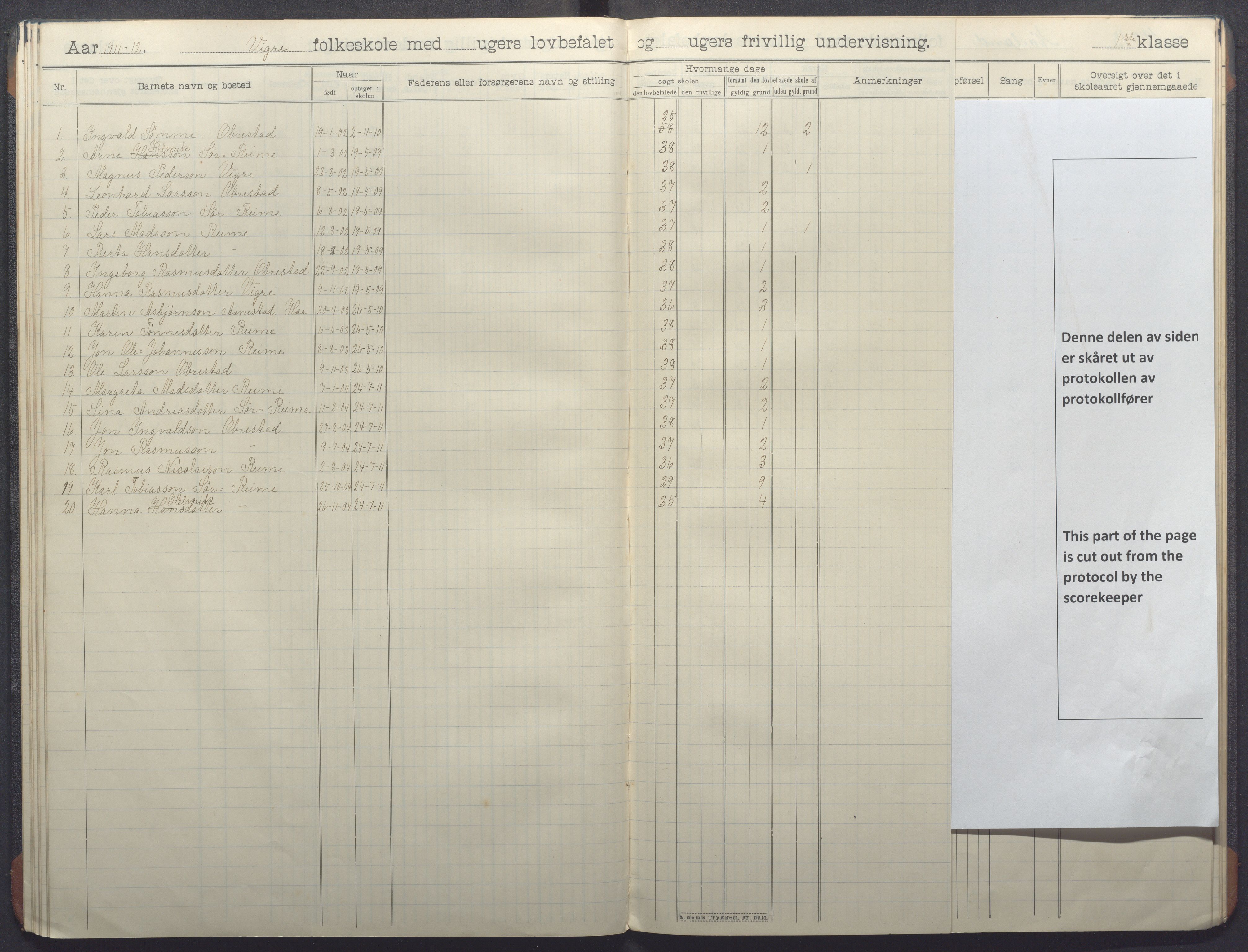 Nærbø kommune - Høyland skole, IKAR/-, 1906-1915, p. 35