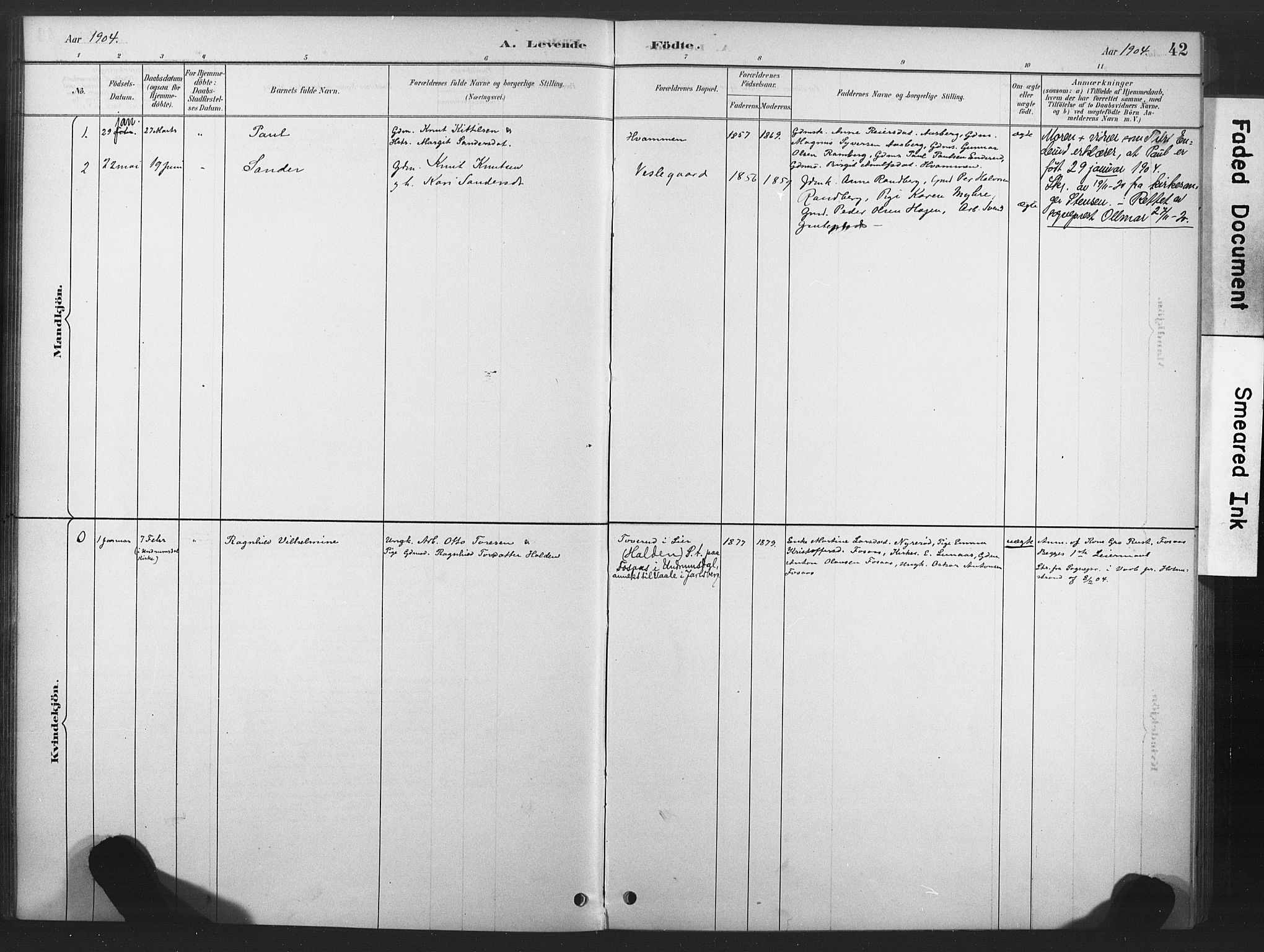Nore kirkebøker, SAKO/A-238/F/Fd/L0001: Parish register (official) no. IV 1, 1878-1918, p. 42