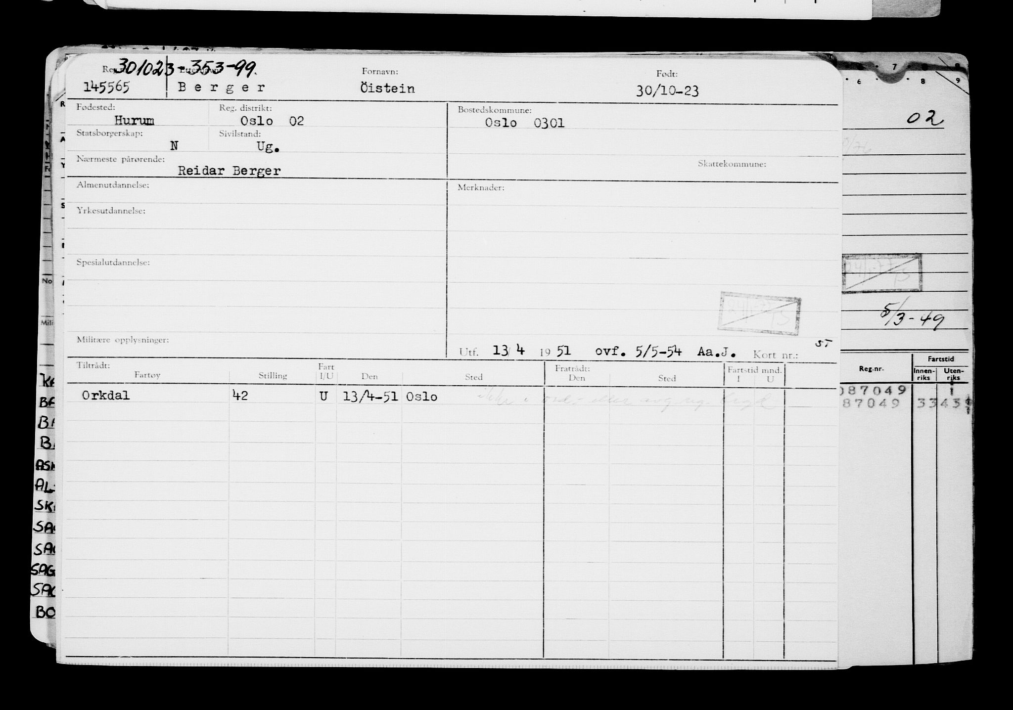 Direktoratet for sjømenn, RA/S-3545/G/Gb/L0224: Hovedkort, 1923, p. 394