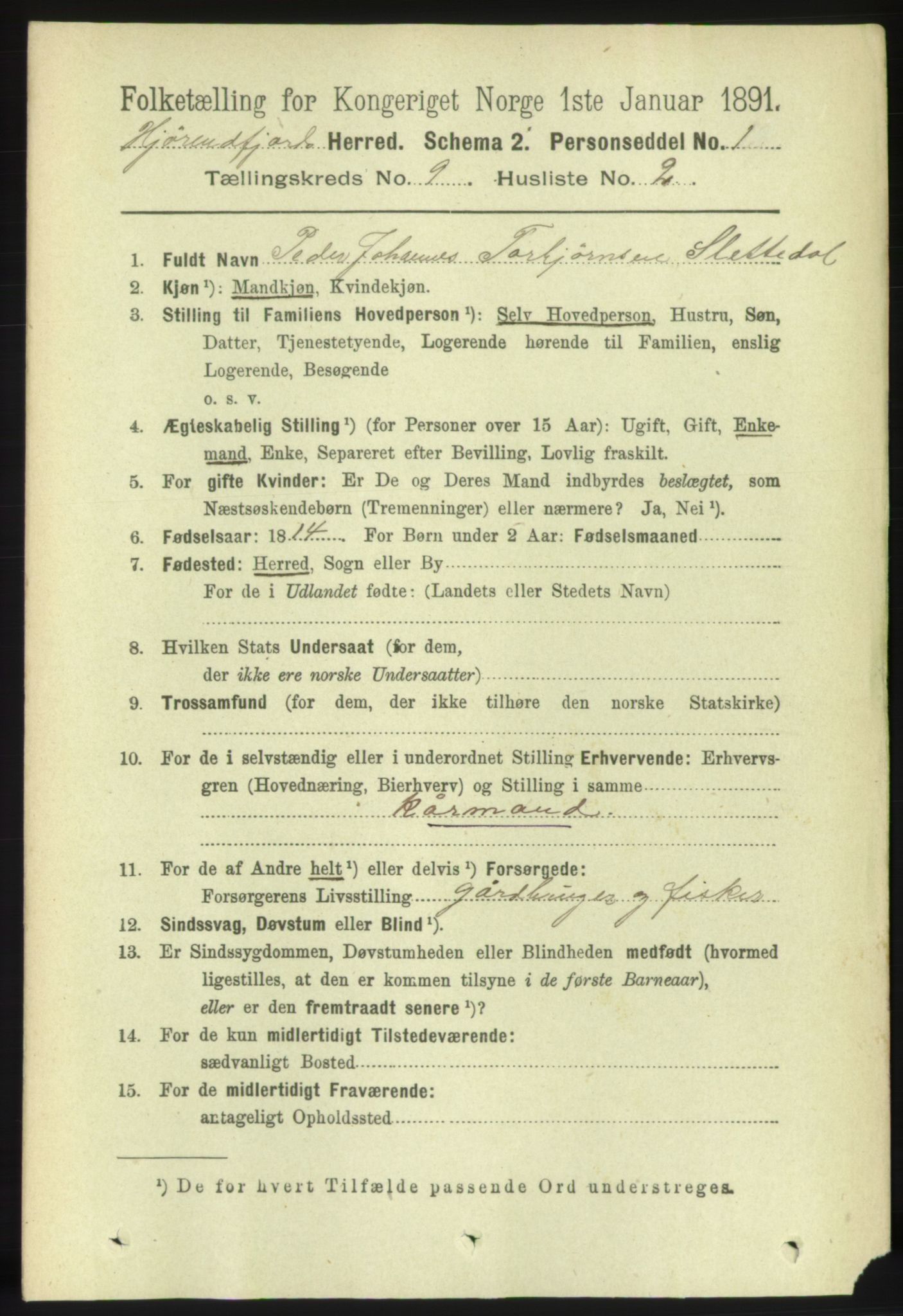 RA, 1891 census for 1522 Hjørundfjord, 1891, p. 2210