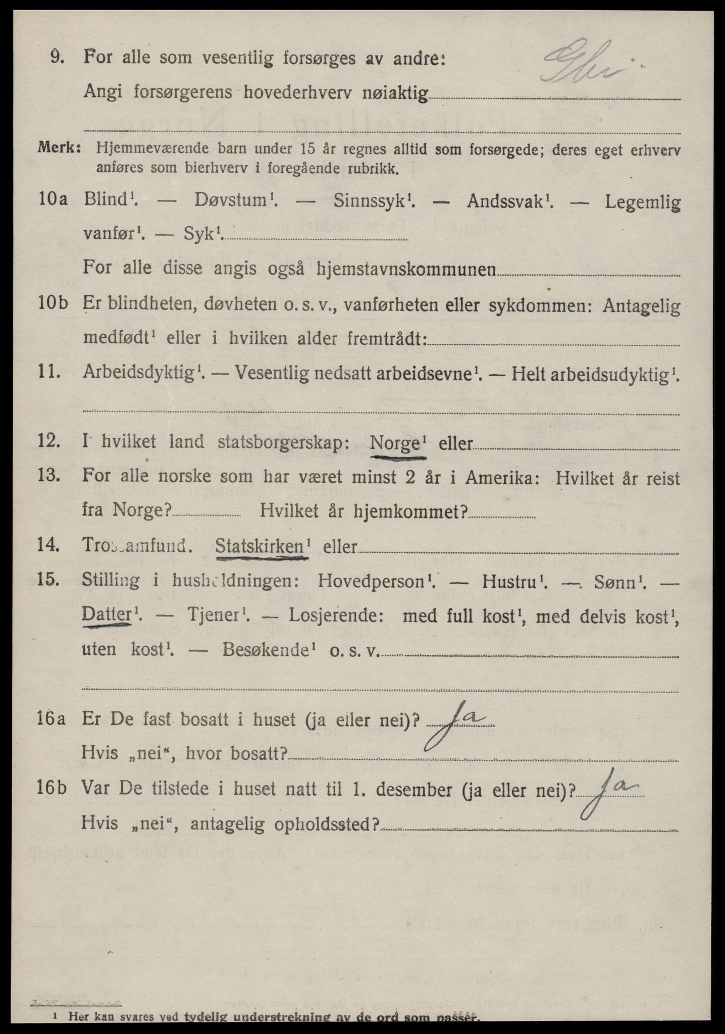 SAT, 1920 census for Voll, 1920, p. 1864