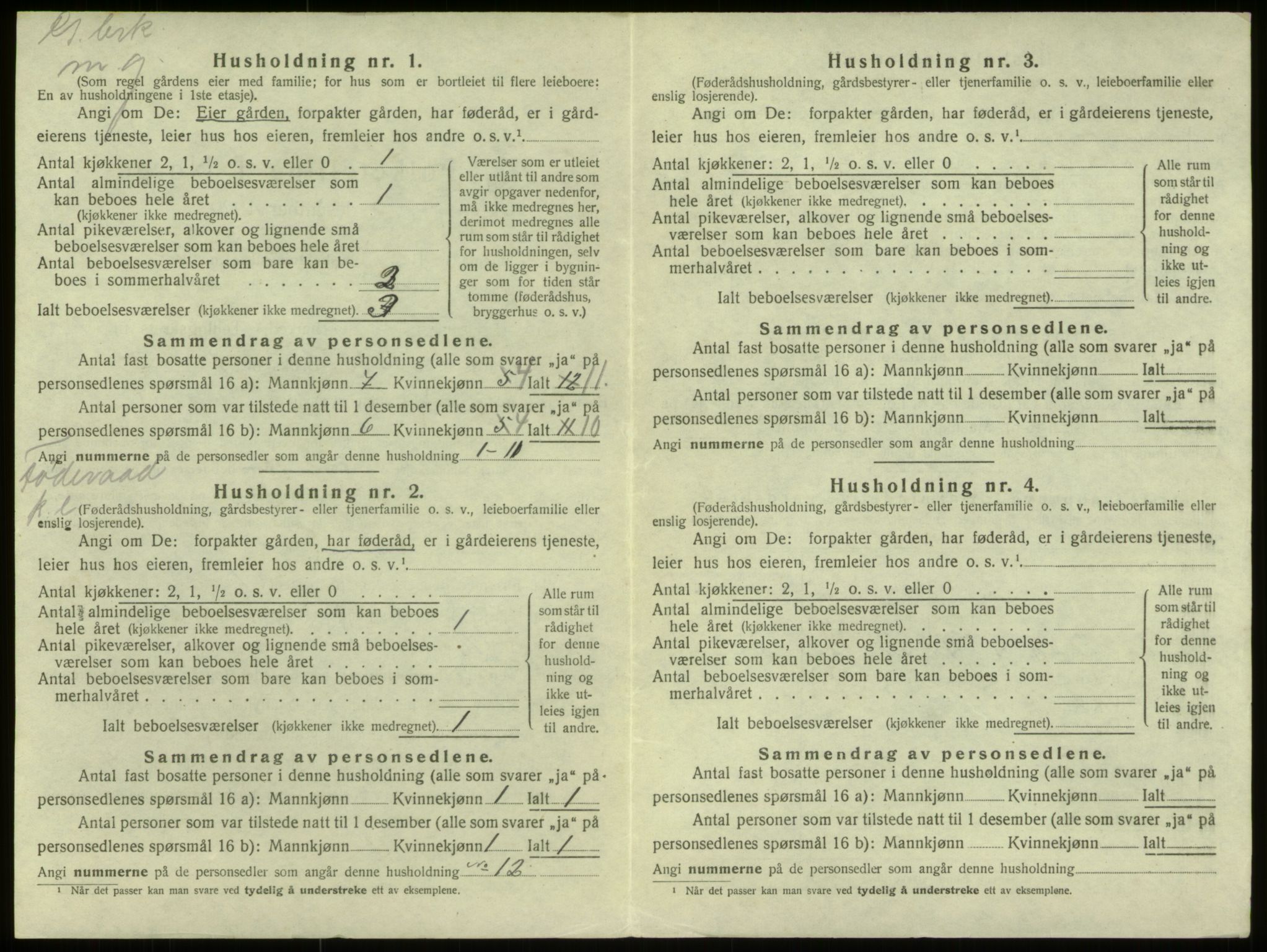 SAB, 1920 census for Selje, 1920, p. 1070