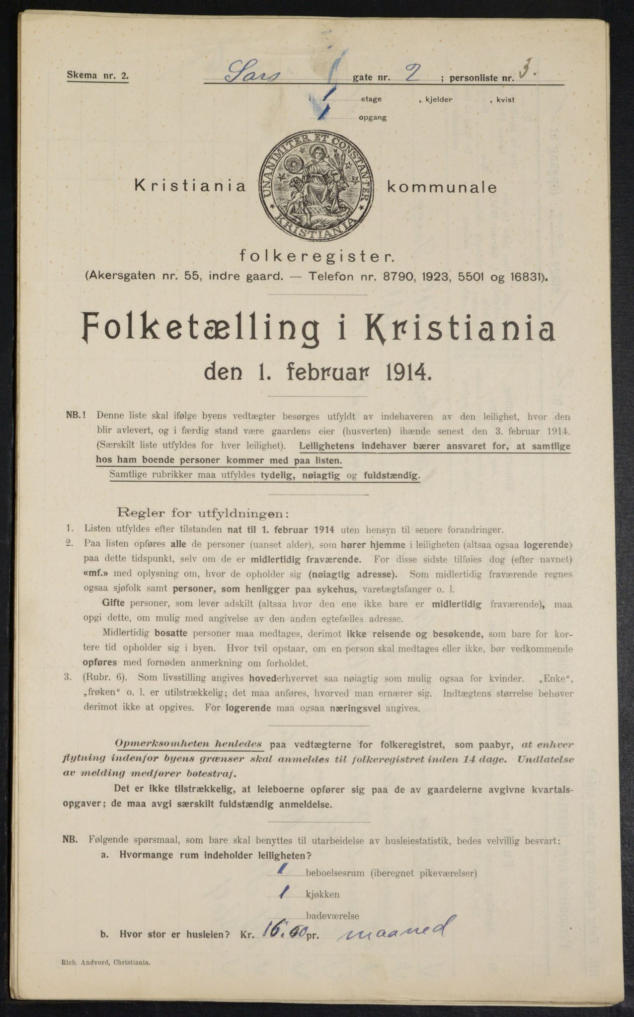 OBA, Municipal Census 1914 for Kristiania, 1914, p. 89058