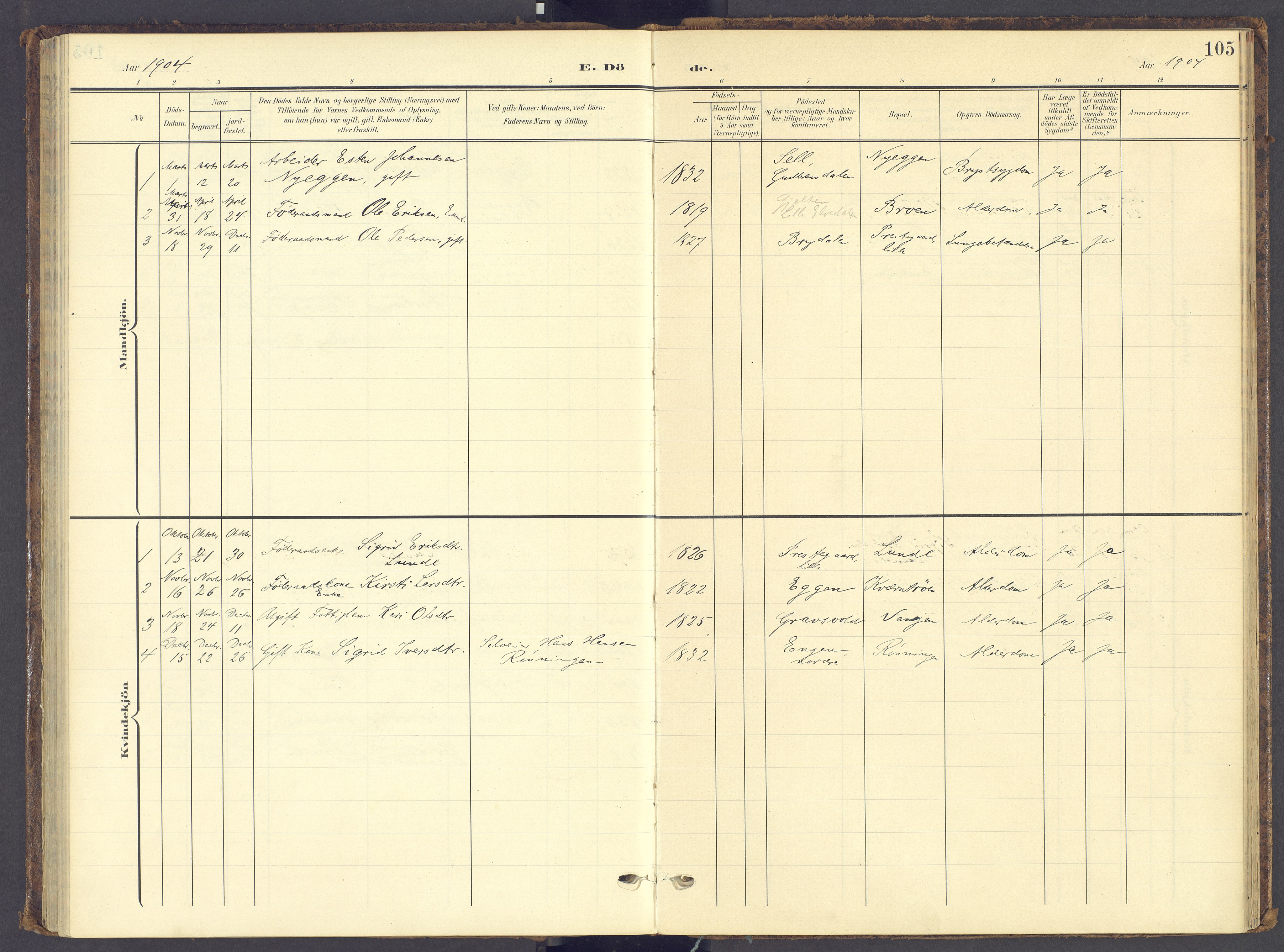 Tynset prestekontor, AV/SAH-PREST-058/H/Ha/Haa/L0028: Parish register (official) no. 28, 1902-1929, p. 105