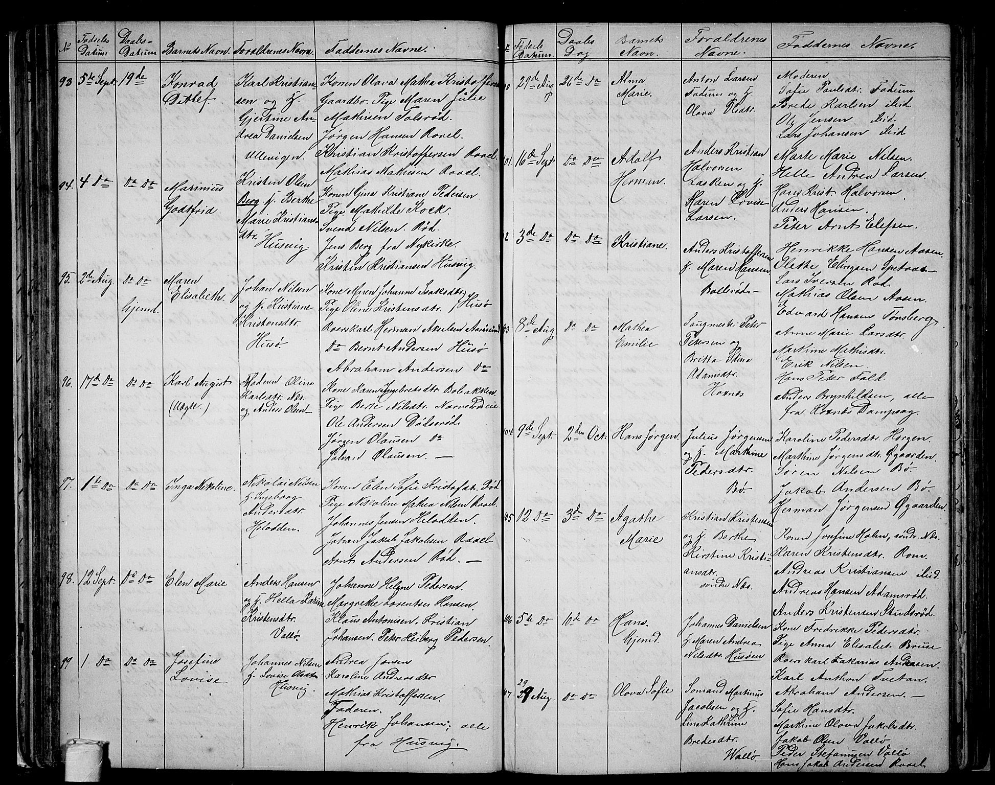 Sem kirkebøker, AV/SAKO-A-5/G/Ga/L0004: Parish register (copy) no. I 4, 1855-1877