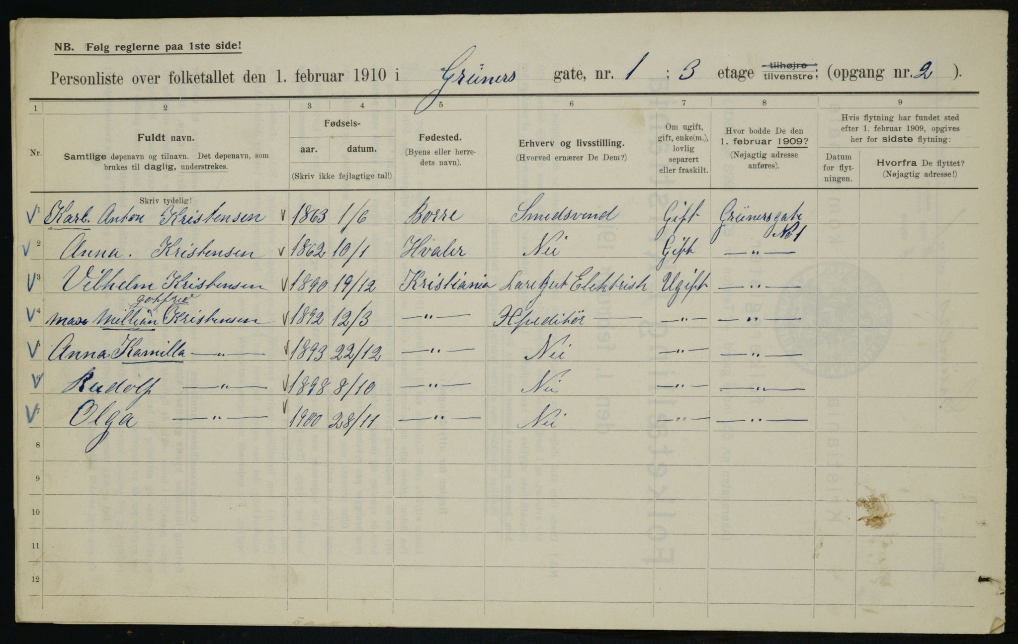 OBA, Municipal Census 1910 for Kristiania, 1910, p. 29362