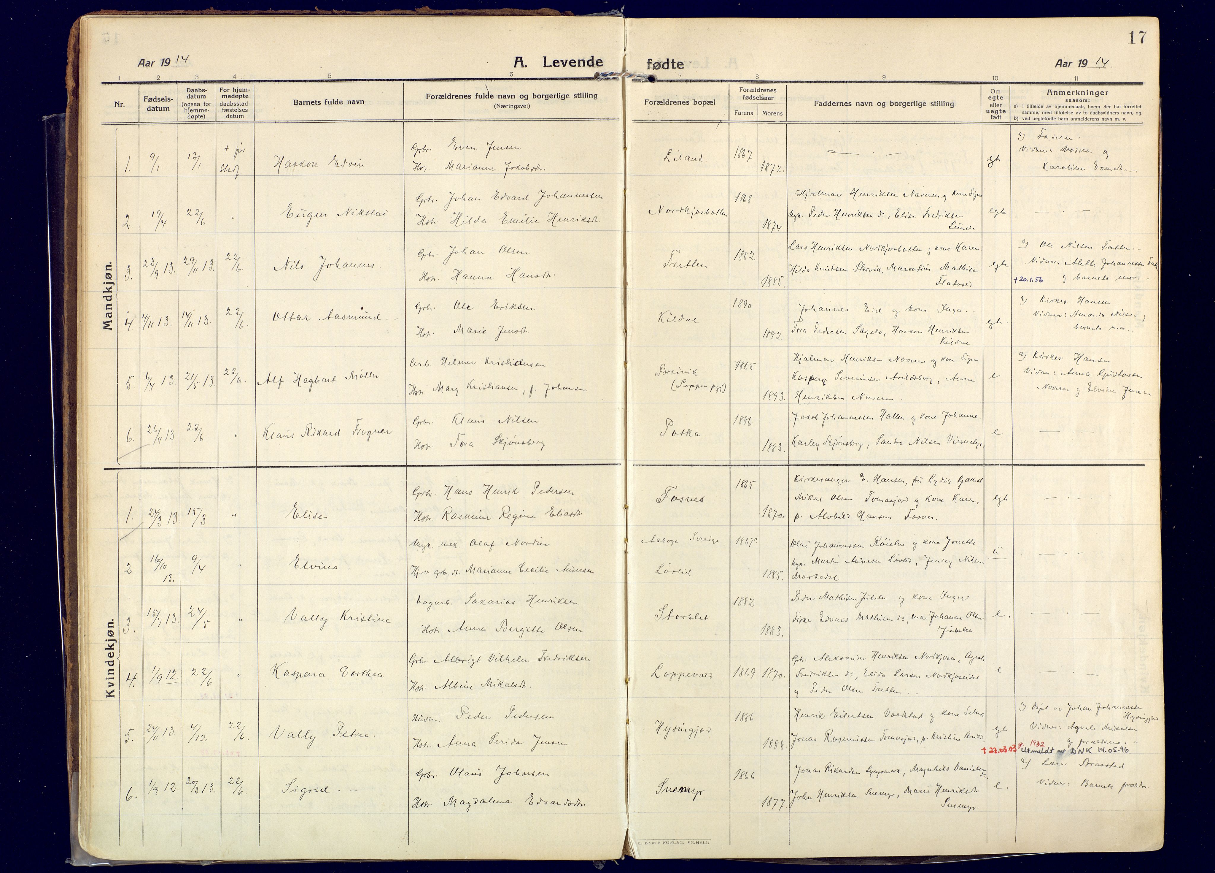 Skjervøy sokneprestkontor, AV/SATØ-S-1300/H/Ha/Haa: Parish register (official) no. 20, 1911-1931, p. 17