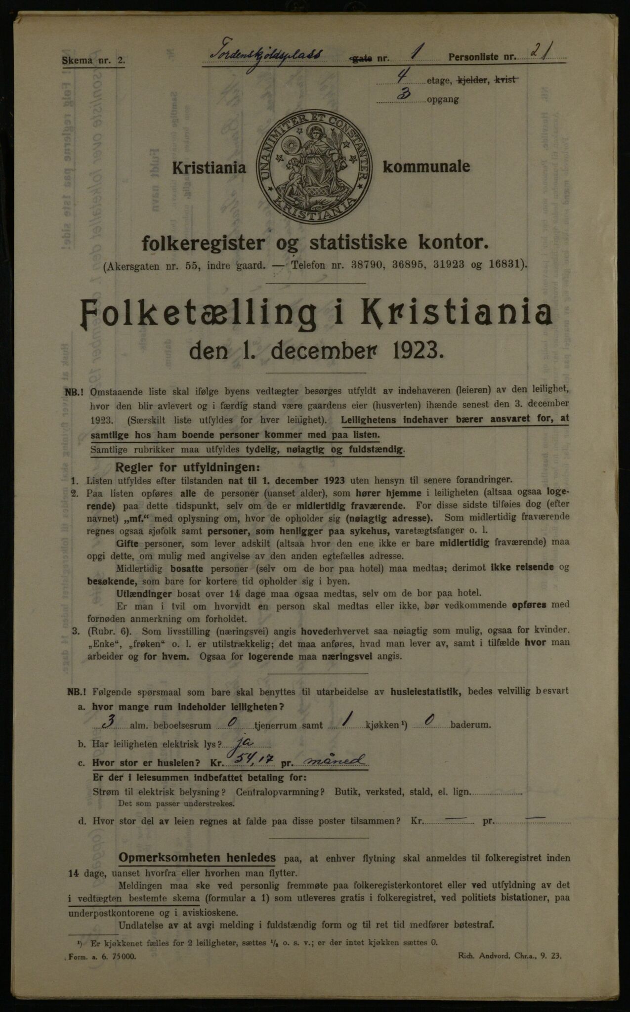 OBA, Municipal Census 1923 for Kristiania, 1923, p. 125594