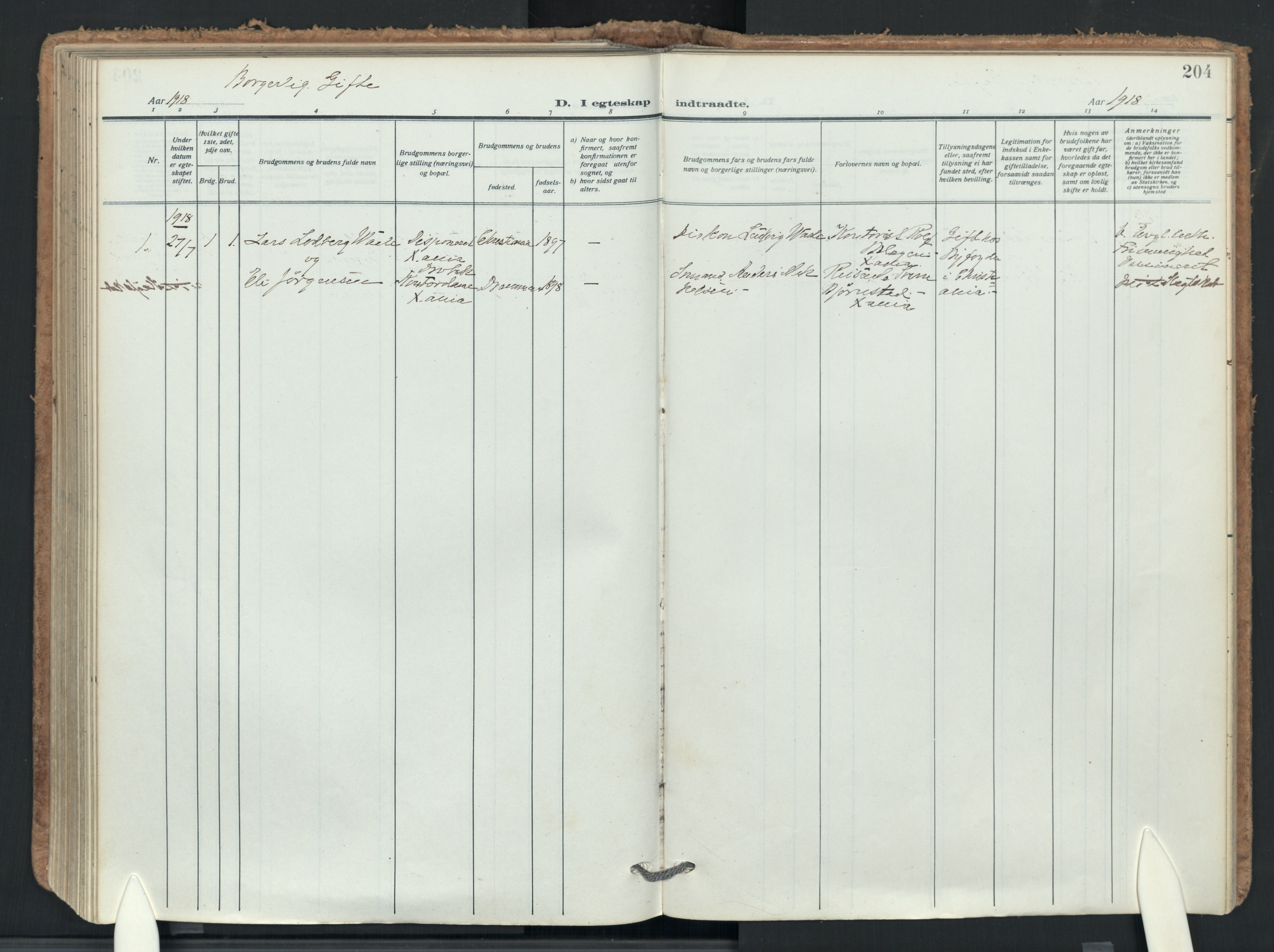 Drøbak prestekontor Kirkebøker, SAO/A-10142a/F/Fb/L0004: Parish register (official) no. II 4, 1918-1933, p. 204