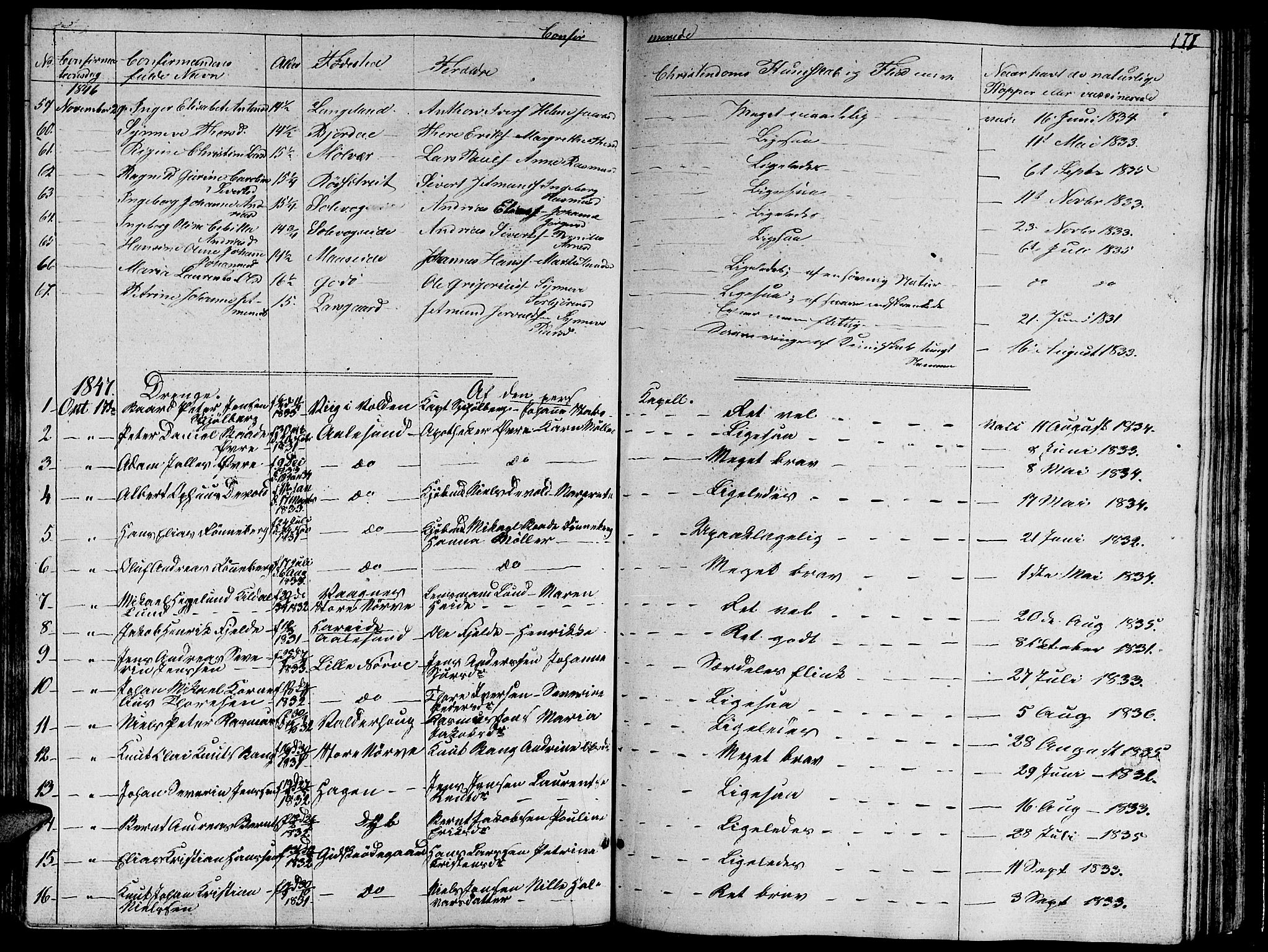 Ministerialprotokoller, klokkerbøker og fødselsregistre - Møre og Romsdal, AV/SAT-A-1454/528/L0426: Parish register (copy) no. 528C07, 1844-1854, p. 111