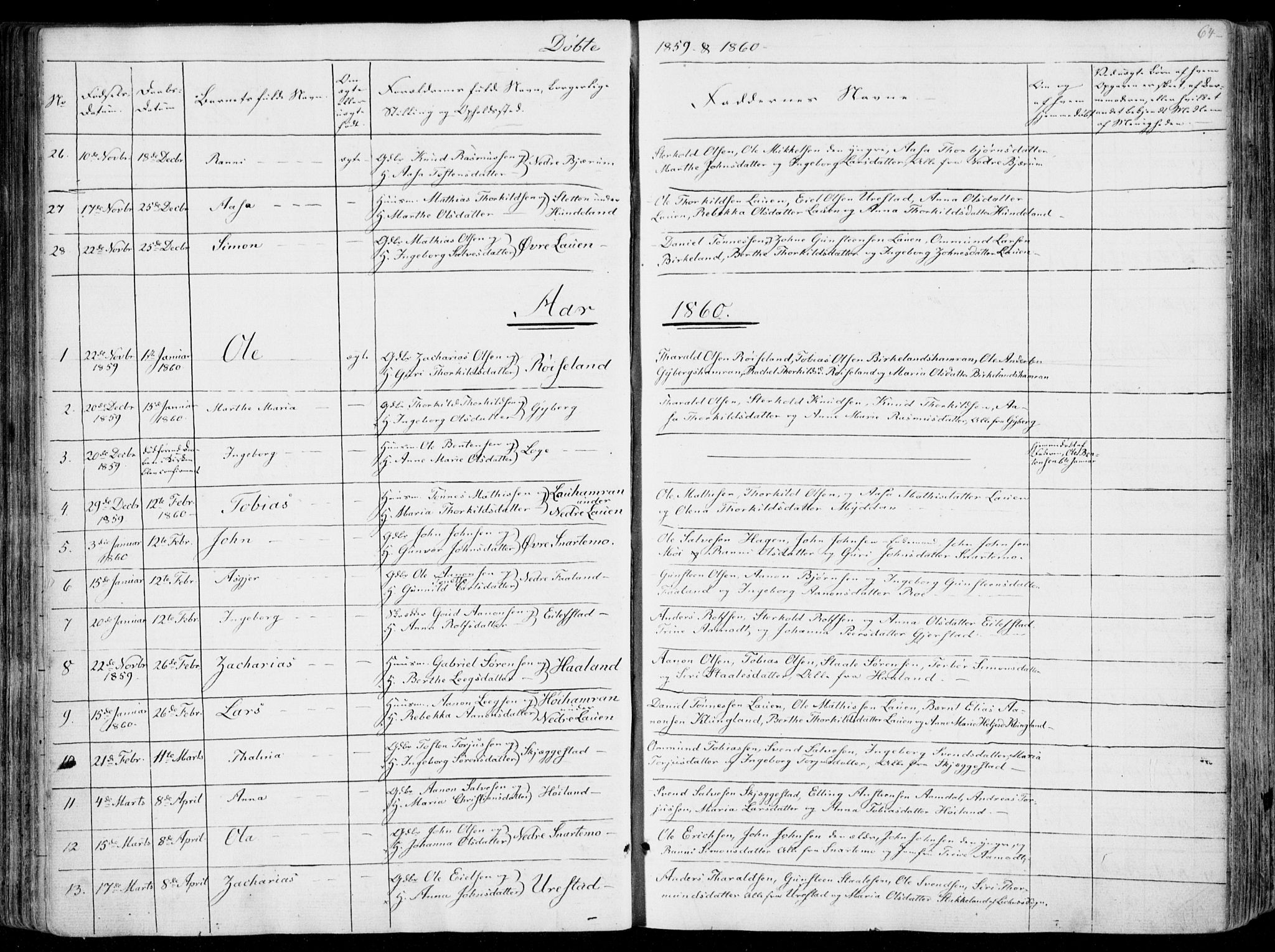 Hægebostad sokneprestkontor, AV/SAK-1111-0024/F/Fa/Faa/L0004: Parish register (official) no. A 4, 1834-1864, p. 64