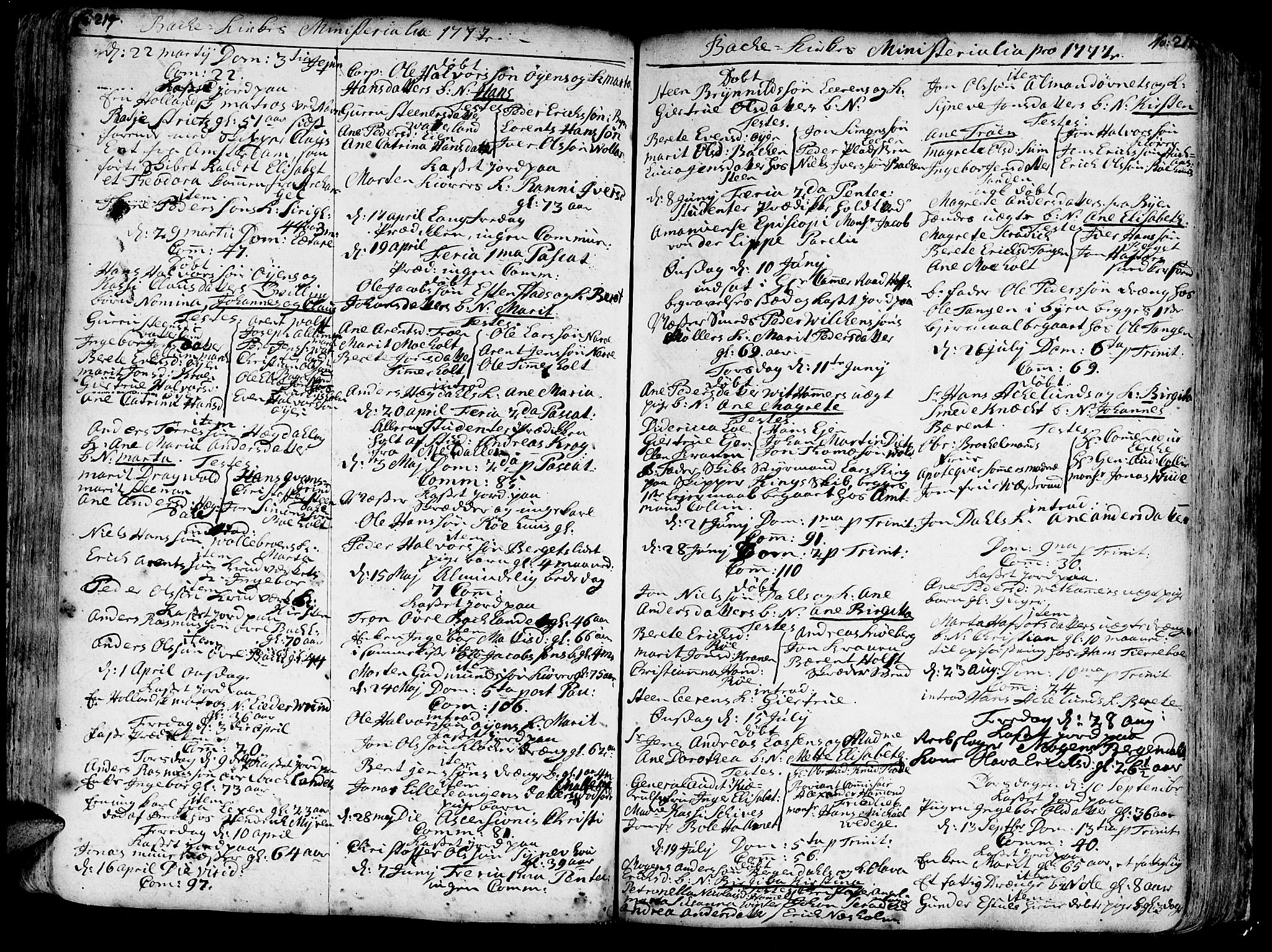Ministerialprotokoller, klokkerbøker og fødselsregistre - Sør-Trøndelag, SAT/A-1456/606/L0276: Parish register (official) no. 606A01 /2, 1727-1779, p. 214-215