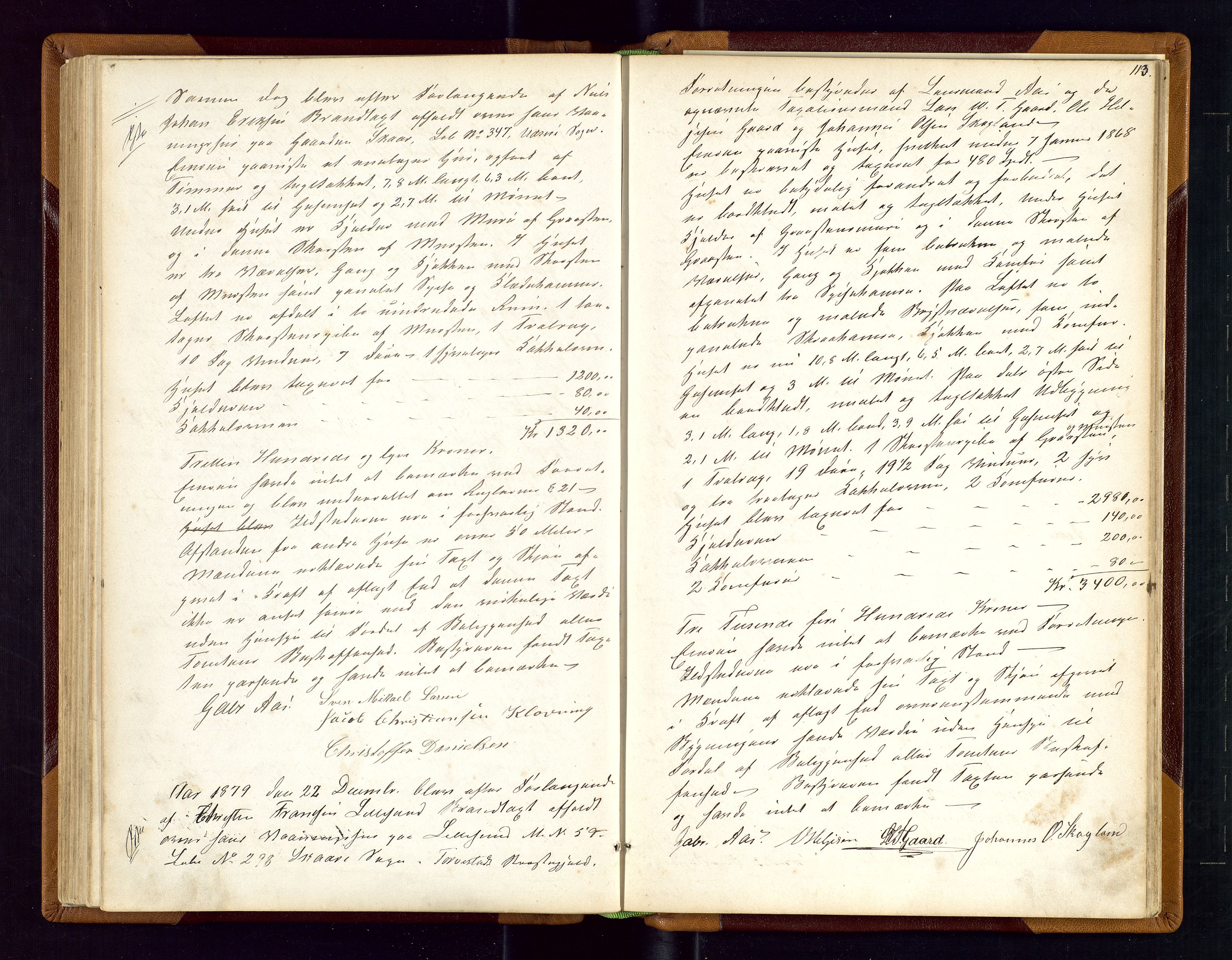 Torvestad lensmannskontor, AV/SAST-A-100307/1/Goa/L0001: "Brandtaxationsprotokol for Torvestad Thinglag", 1867-1883, p. 112b-113a