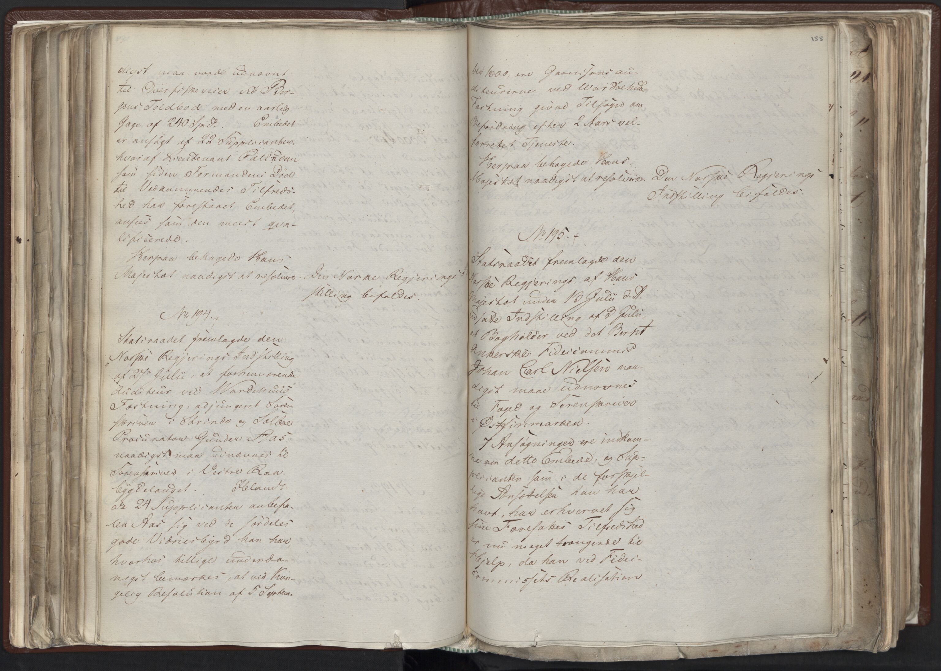 Statsrådssekretariatet, AV/RA-S-1001/A/Ab/L0012: Kgl. res. nr. 5679-6008 II, 1821, p. 154b-155a