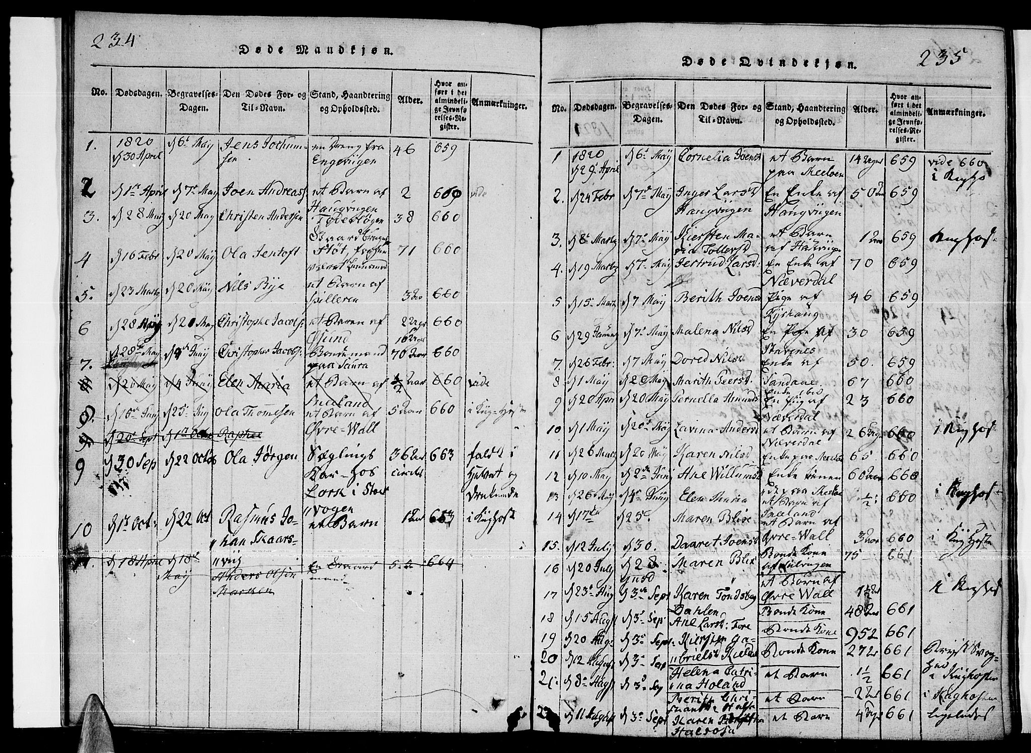 Ministerialprotokoller, klokkerbøker og fødselsregistre - Nordland, SAT/A-1459/841/L0593: Parish register (official) no. 841A04 /2, 1820-1825, p. 234-235