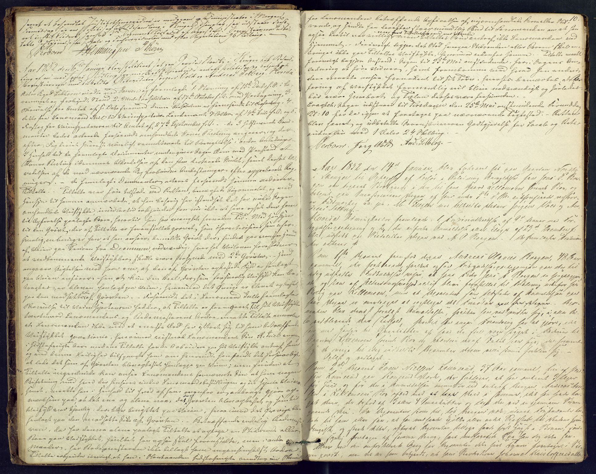 Nordre Jarlsberg sorenskriveri, AV/SAKO-A-80/F/Fb/Fba/L0011: Ekstrarettsprotokoll, 1851-1855, p. 10